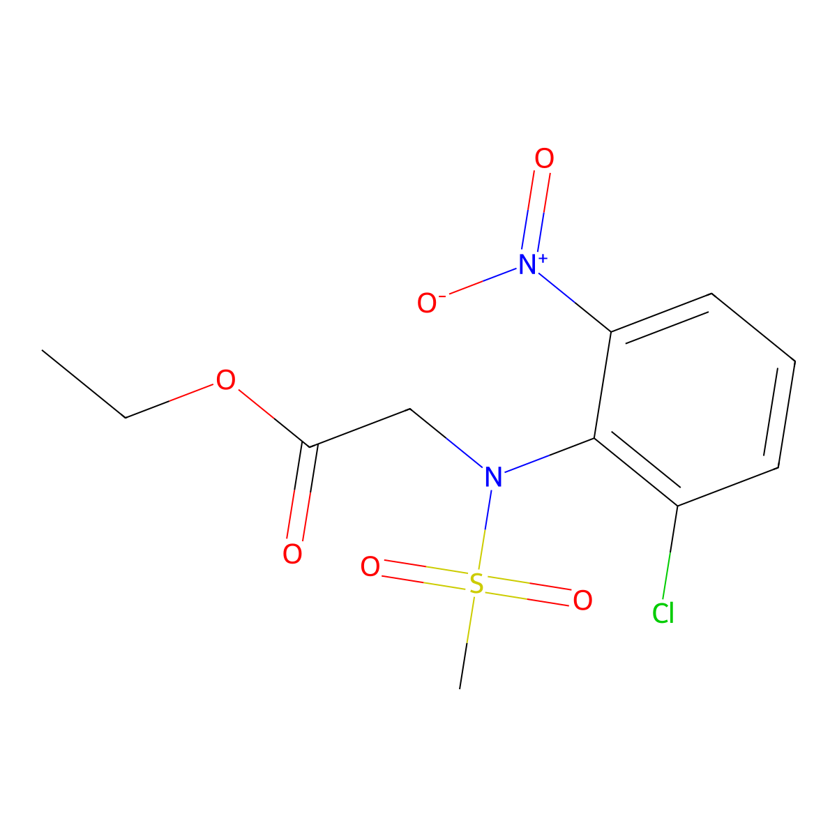 Ethyl 2-[N-(2-chloro-6-nitrophenyl)methanesulfonamido]acetate molecular structure, CAS 2140305-75-3