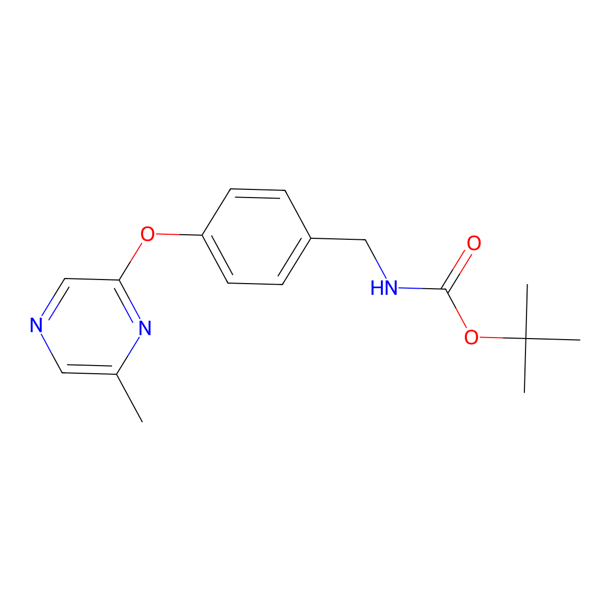 tert-butyl N-({4-[(6-methylpyrazin-2-yl)oxy]phenyl}methyl)carbamate molecular structure, CAS 2140305-87-7