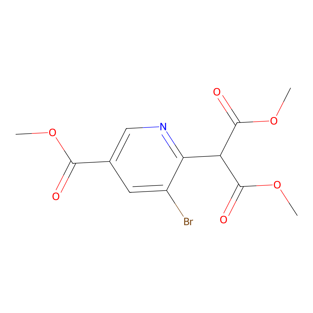 1,3-Dimethyl 2-[3-bromo-5-(methoxycarbonyl)pyridin-2-yl]propanedioate molecular structure, CAS 2140305-90-2