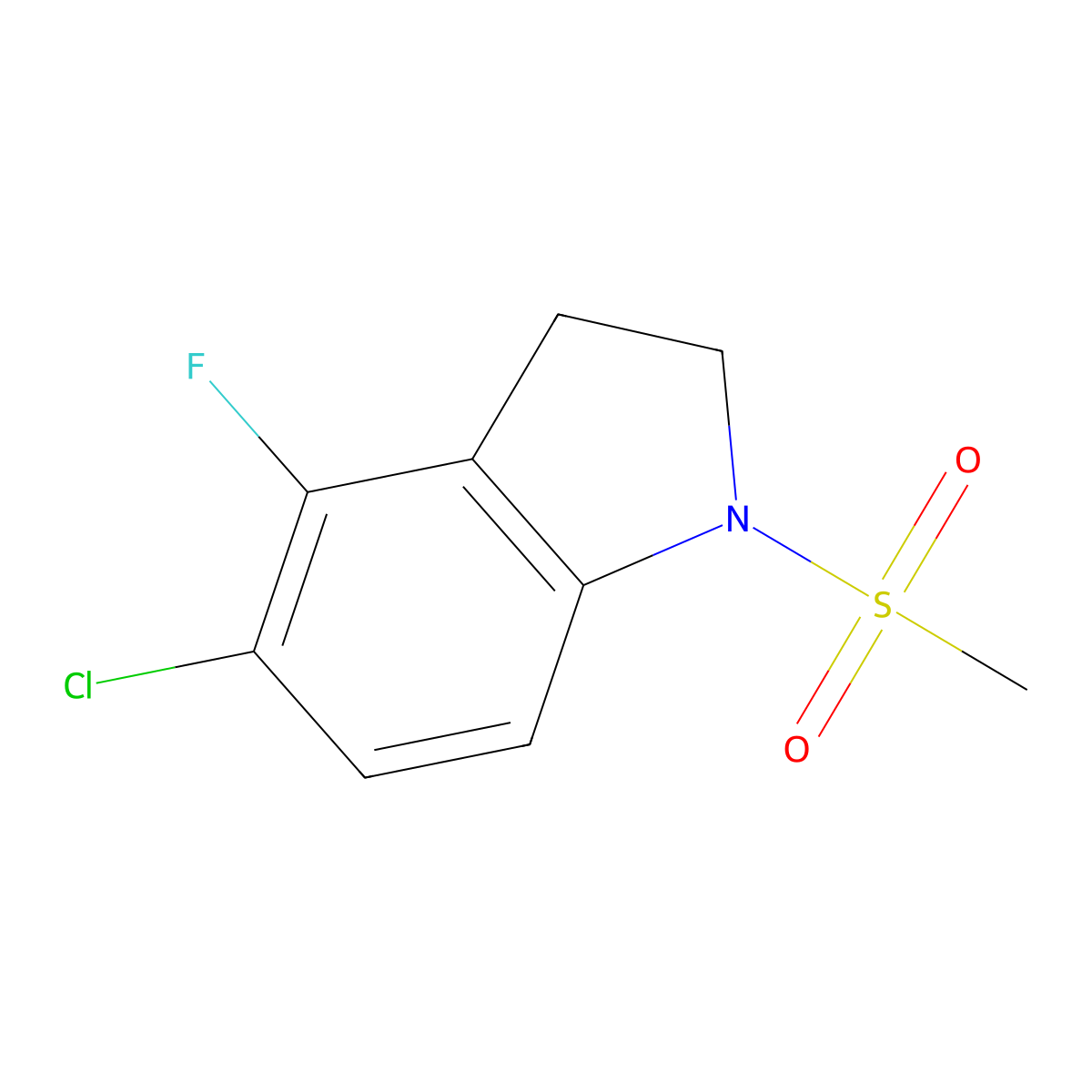 5-Chloro-4-fluoro-1-methanesulfonyl-2,3-dihydroindole molecular structure, CAS 2140306-01-8