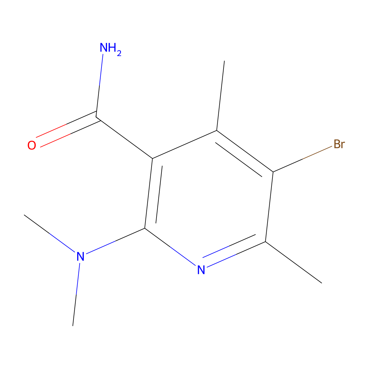 5-Bromo-2-(dimethylamino)-4,6-dimethylpyridine-3-carboxamide molecular structure, CAS 2140316-45-4