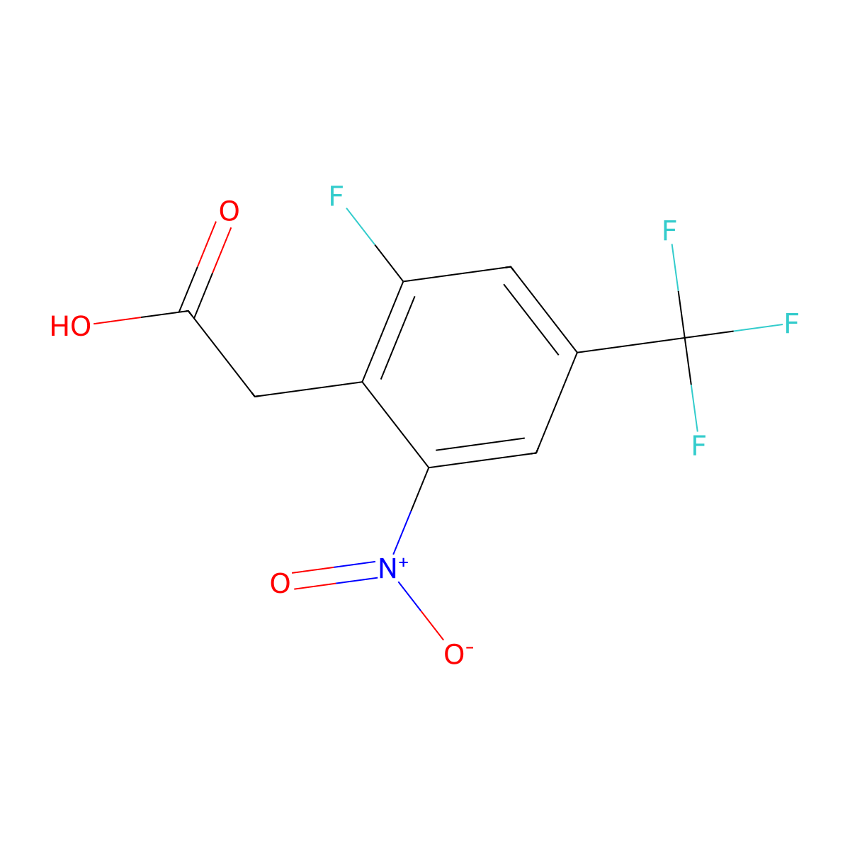 [2-Fluoro-6-nitro-4-(trifluoromethyl)phenyl]acetic acid molecular structure, CAS 2140316-49-8