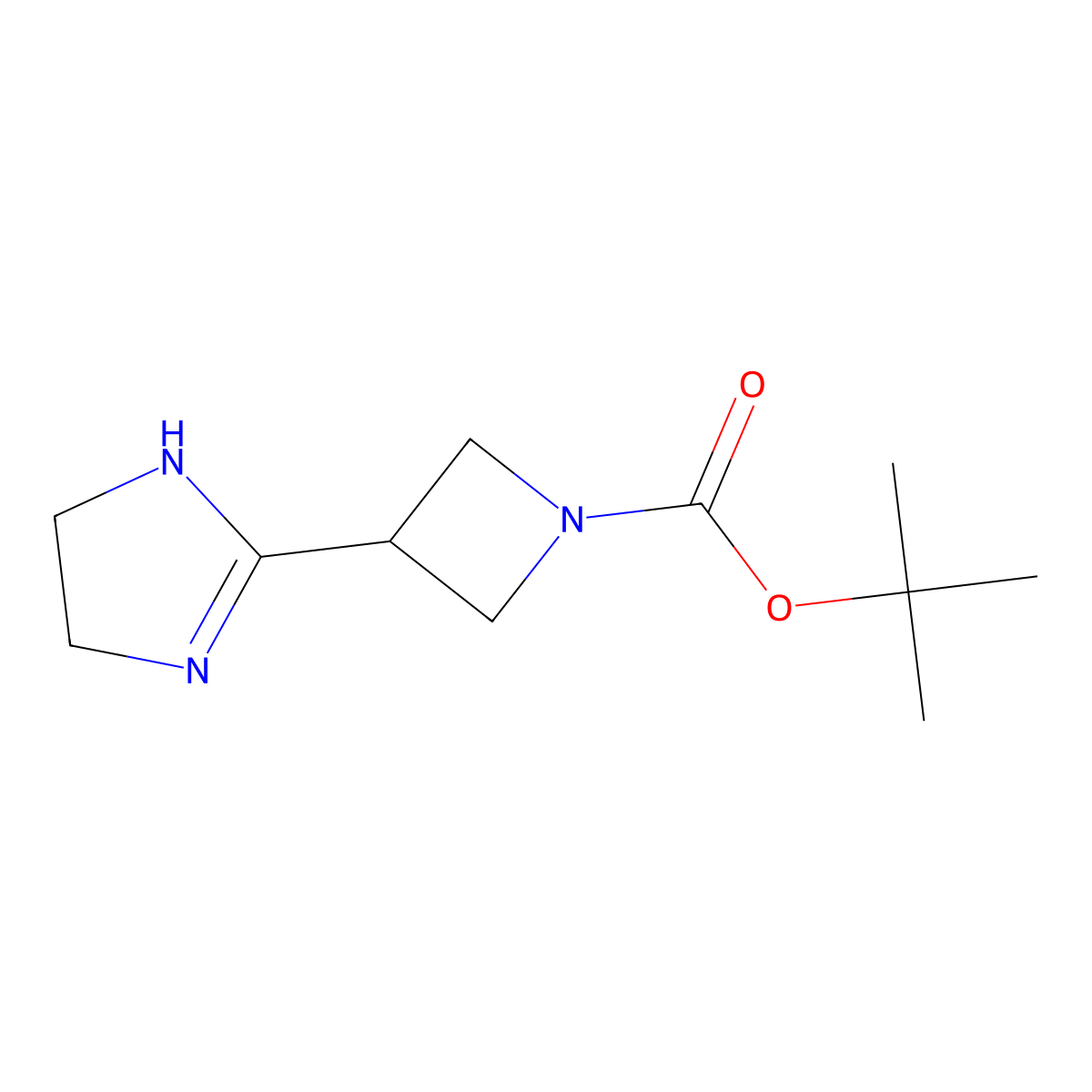 tert-butyl 3-(4,5-dihydro-1H-imidazol-2-yl)azetidine-1-carboxylate molecular structure, CAS 2140316-52-3