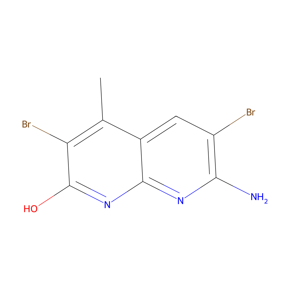 7-Amino-3,6-dibromo-4-methyl-1,8-naphthyridin-2-ol molecular structure, CAS 2140316-56-7