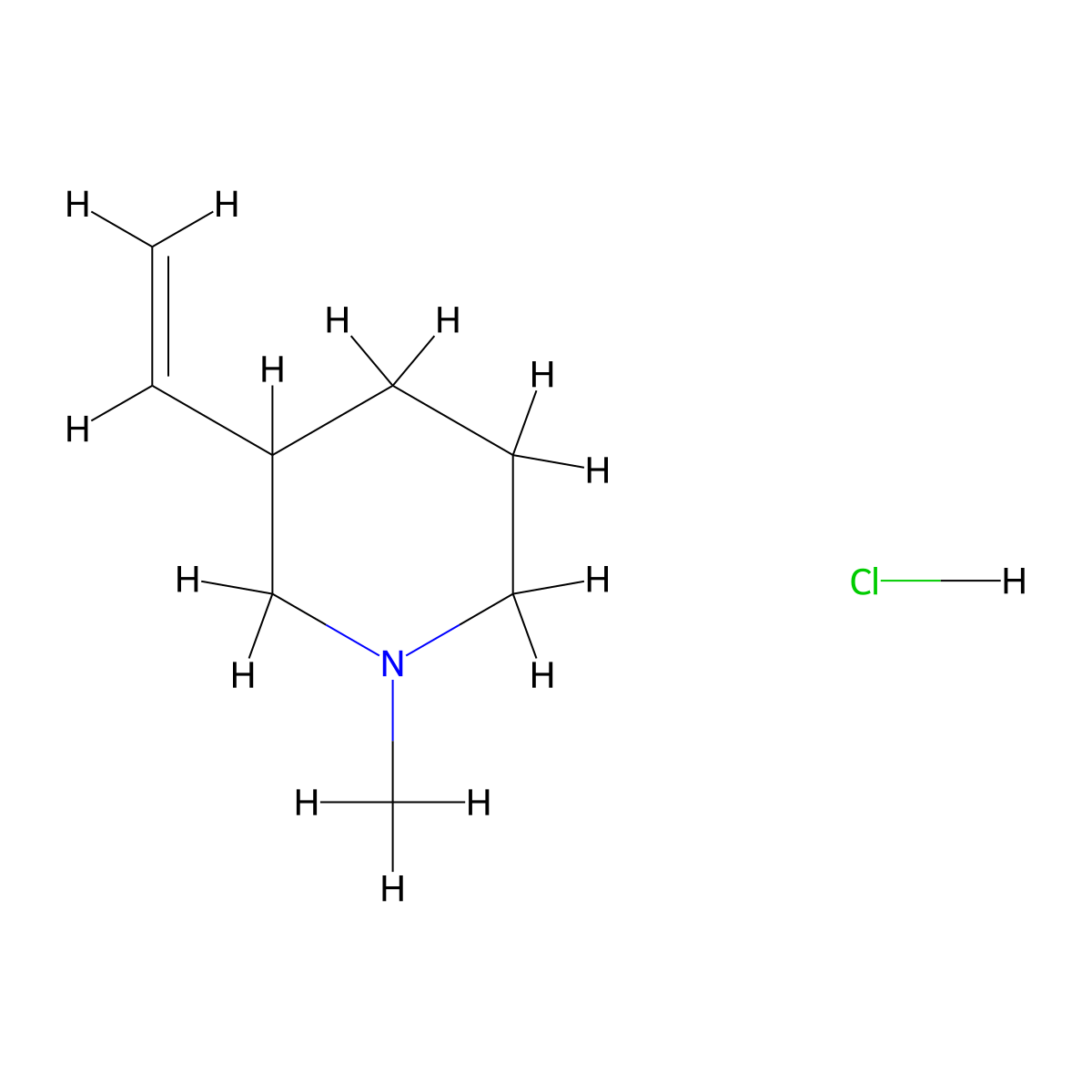 1-Methyl-3-vinylpiperidine hydrochloride molecular structure, CAS 2140316-85-2