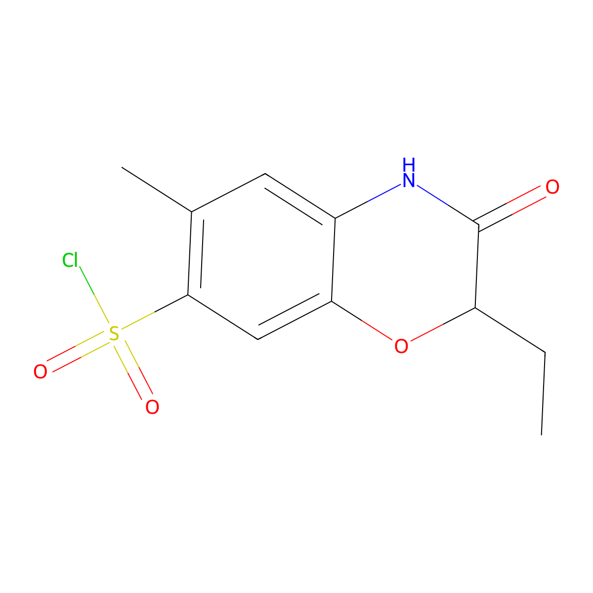 2-Ethyl-6-methyl-3-oxo-3,4-dihydro-2H-benzo[b][1,4]oxazine-7-sulfonyl chloride molecular structure, CAS 2140316-98-7