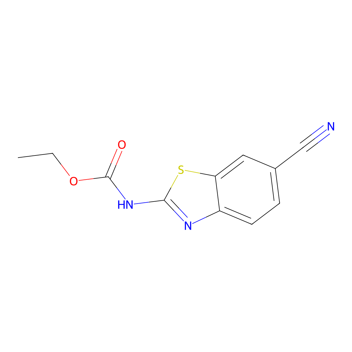 Ethyl N-(6-cyano-1,3-benzothiazol-2-yl)carbamate molecular structure, CAS 2140317-00-4