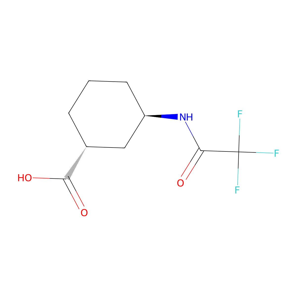 (1R,3R)-3-(trifluoroacetamido)cyclohexane-1-carboxylic acid molecular structure, CAS 2140325-66-0