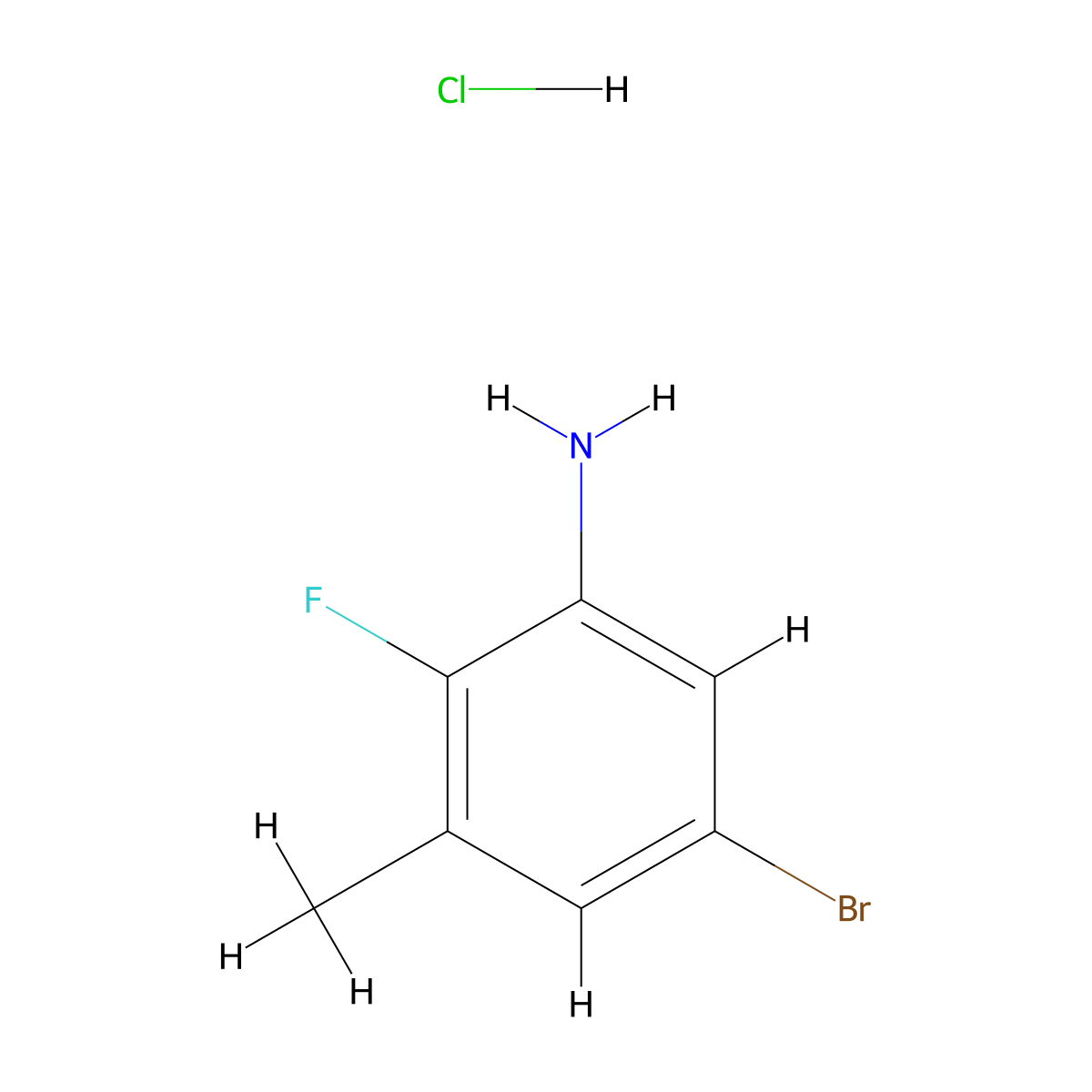 5-Bromo-2-fluoro-3-methylaniline hydrochloride molecular structure, CAS 2140326-17-4