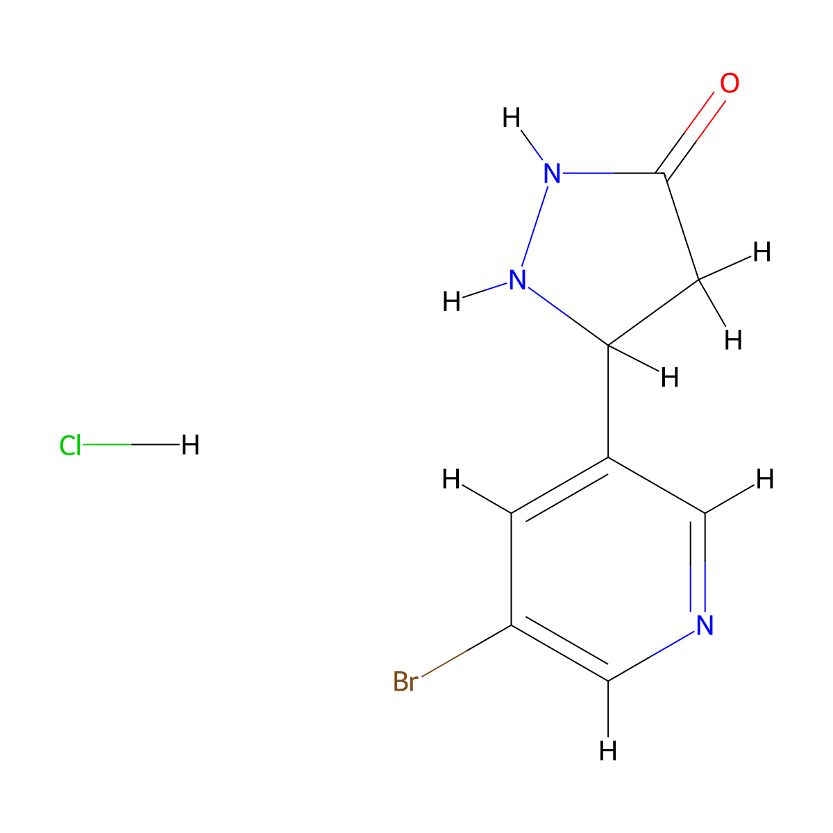 5-(5-Bromopyridin-3-yl)pyrazolidin-3-one hydrochloride molecular structure, CAS 2140326-24-3