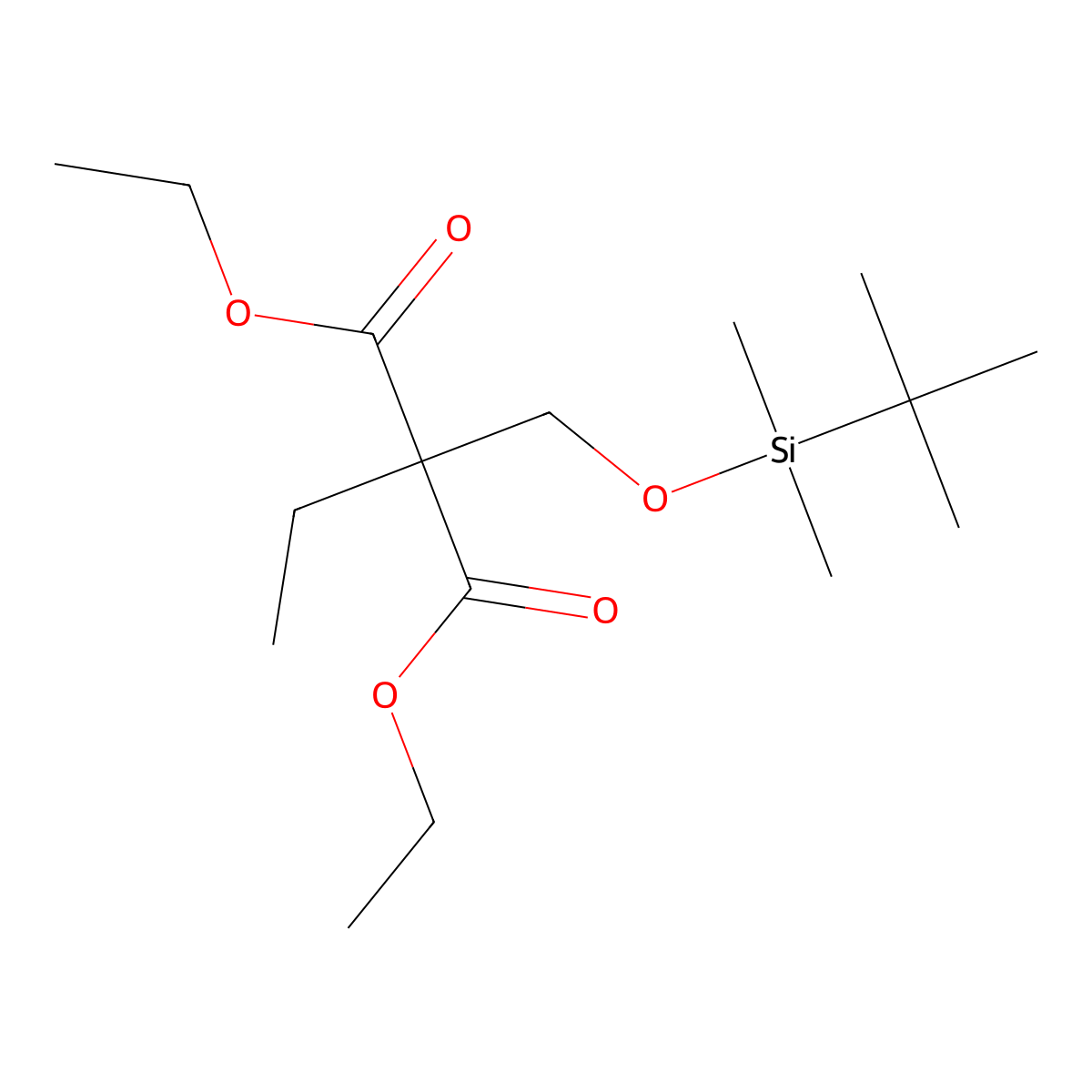 Diethyl 2-(tert-butyldimethylsilyloxy)methyl-2-ethylmalonate molecular structure, CAS 2140326-46-9