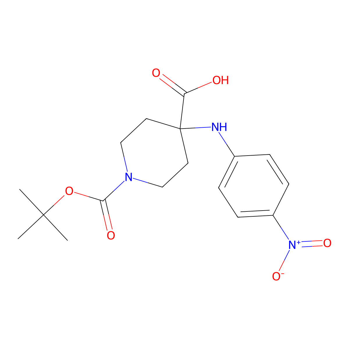 1-[(Tert-butoxy)carbonyl]-4-[(4-nitrophenyl)amino]piperidine-4-carboxylic acid molecular structure, CAS 2140326-51-6