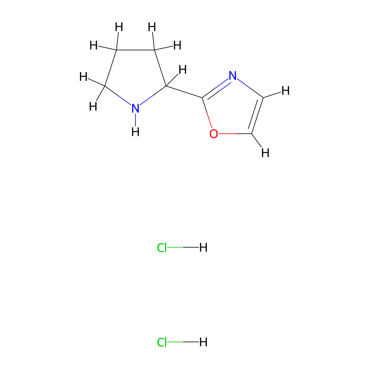 2-(Pyrrolidin-2-yl)-1,3-oxazole dihydrochloride molecular structure, CAS 2140326-55-0