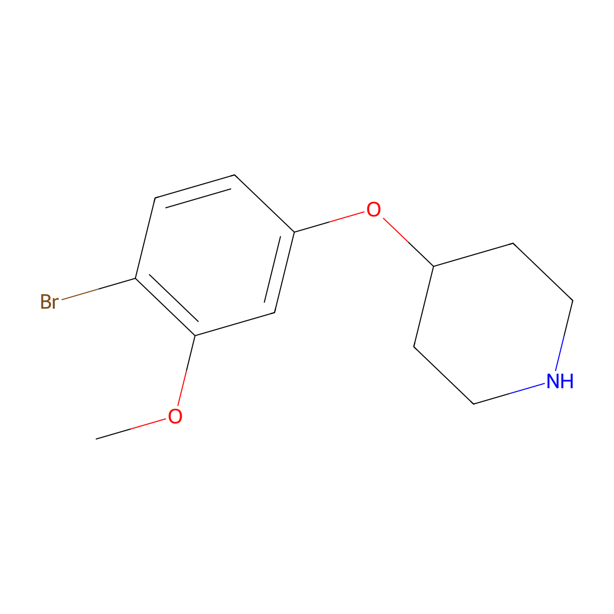 4-(4-Bromo-3-methoxyphenoxy)piperidine molecular structure, CAS 2140326-57-2
