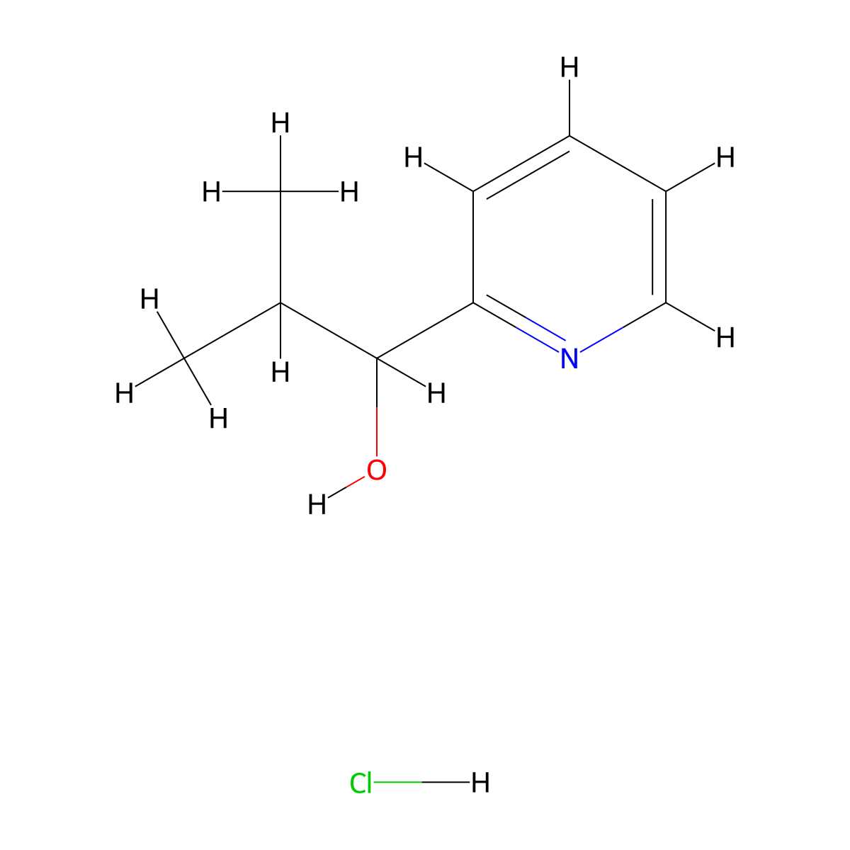 2-Methyl-1-(pyridin-2-yl)propan-1-ol hydrochloride molecular structure, CAS 2140326-63-0