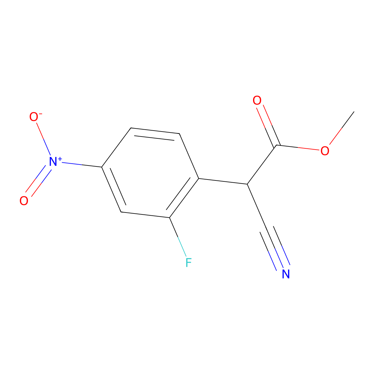 Methyl 2-cyano-2-(2-fluoro-4-nitrophenyl)acetate molecular structure, CAS 2140326-64-1