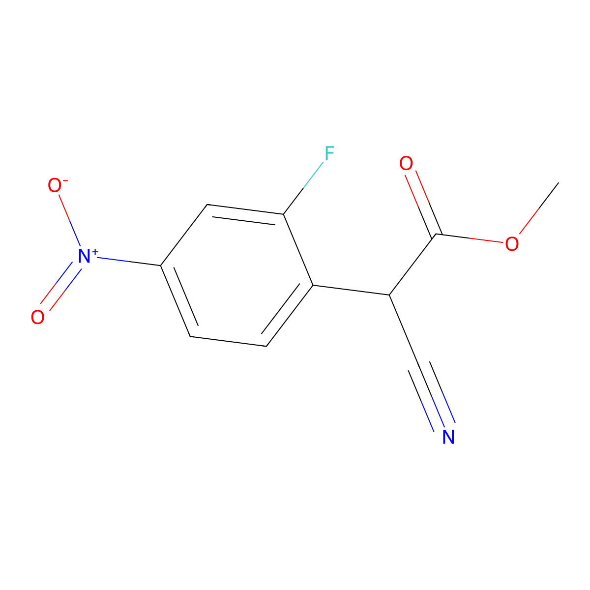 Methyl 2-cyano-2-(2-fluoro-4-nitrophenyl)acetate molecular structure, CAS 2140326-64-1