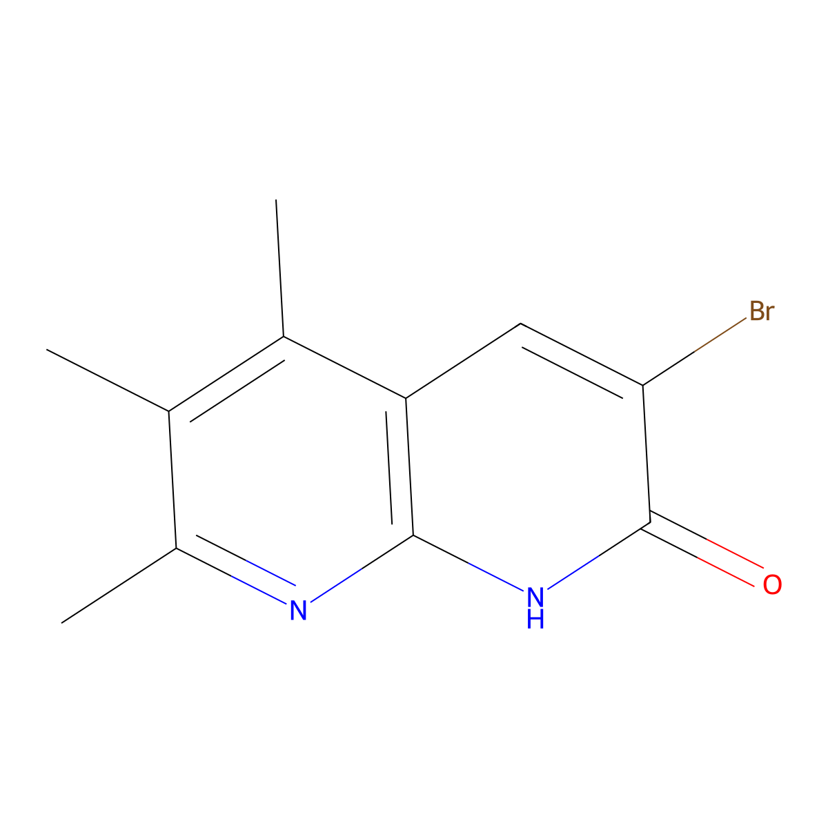 3-Bromo-5,6,7-trimethyl-1,2-dihydro-1,8-naphthyridin-2-one molecular structure, CAS 2140326-65-2