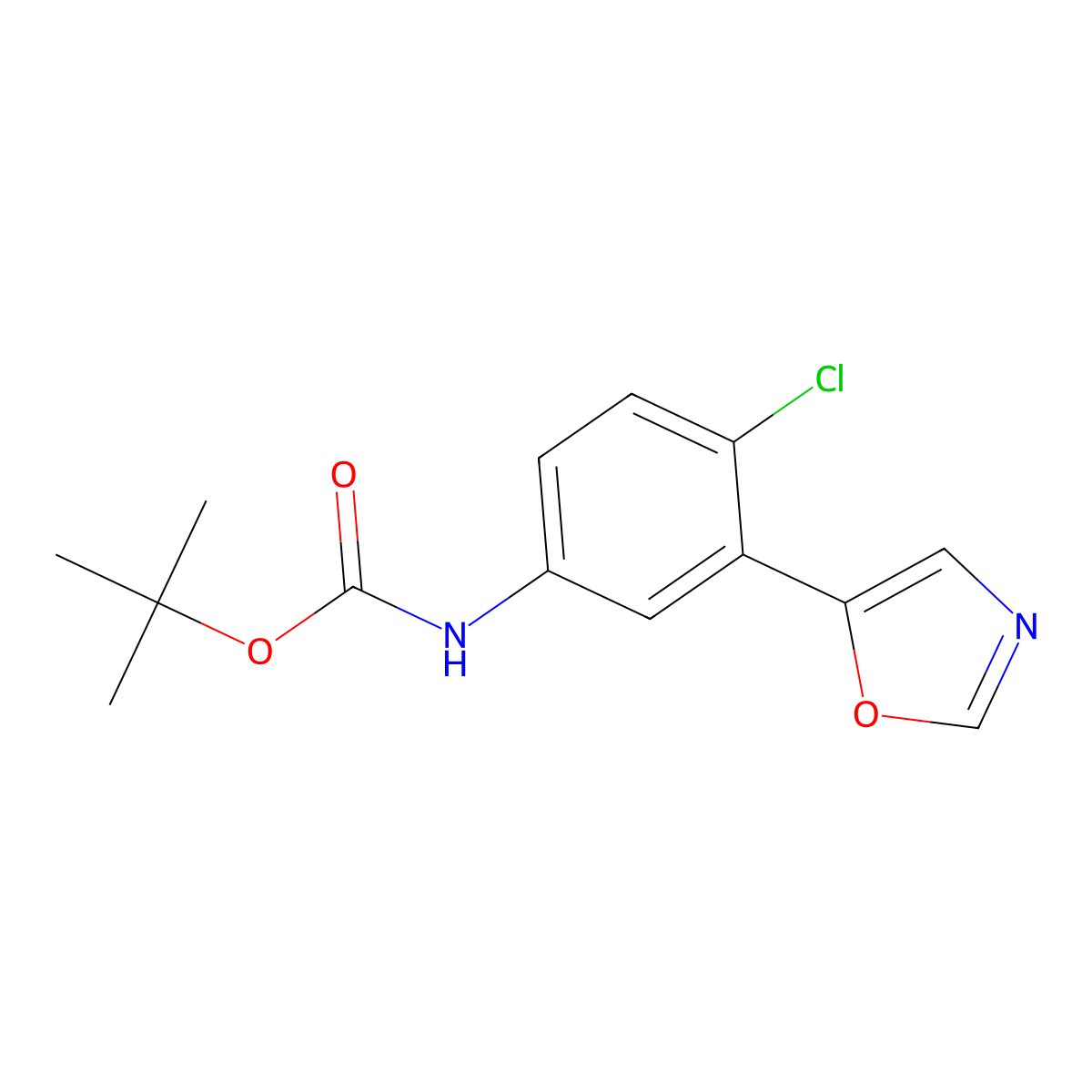 tert-Butyl N-[4-chloro-3-(1,3-oxazol-5-yl)phenyl]carbamate molecular structure, CAS 2140326-75-4