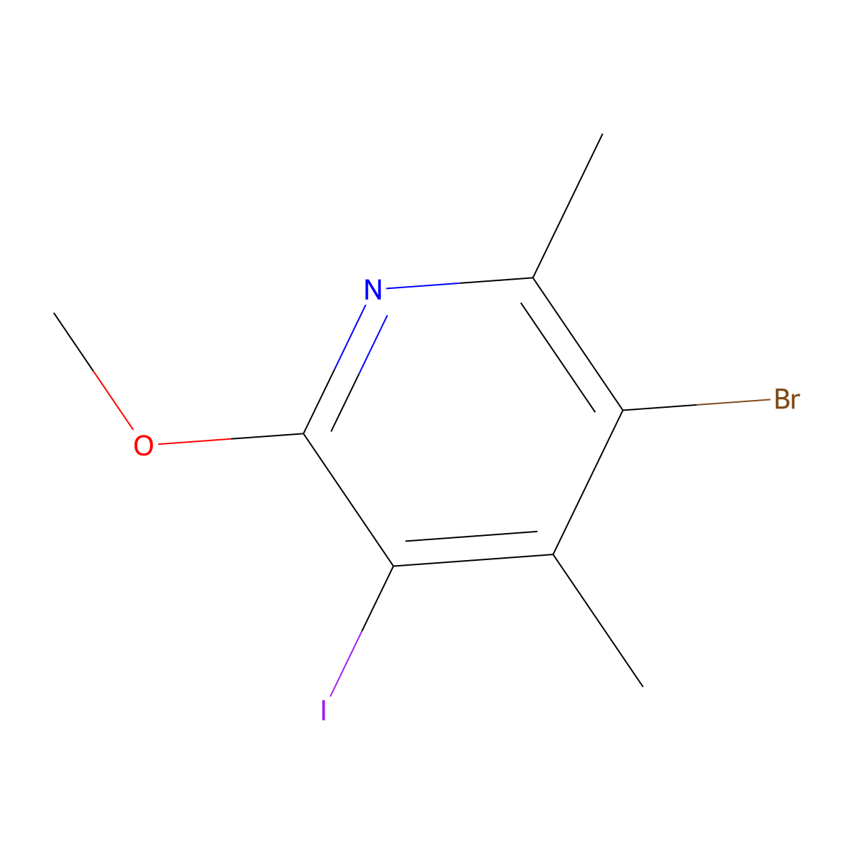 3-Bromo-5-iodo-6-methoxy-2,4-dimethylpyridine molecular structure, CAS 2140326-81-2