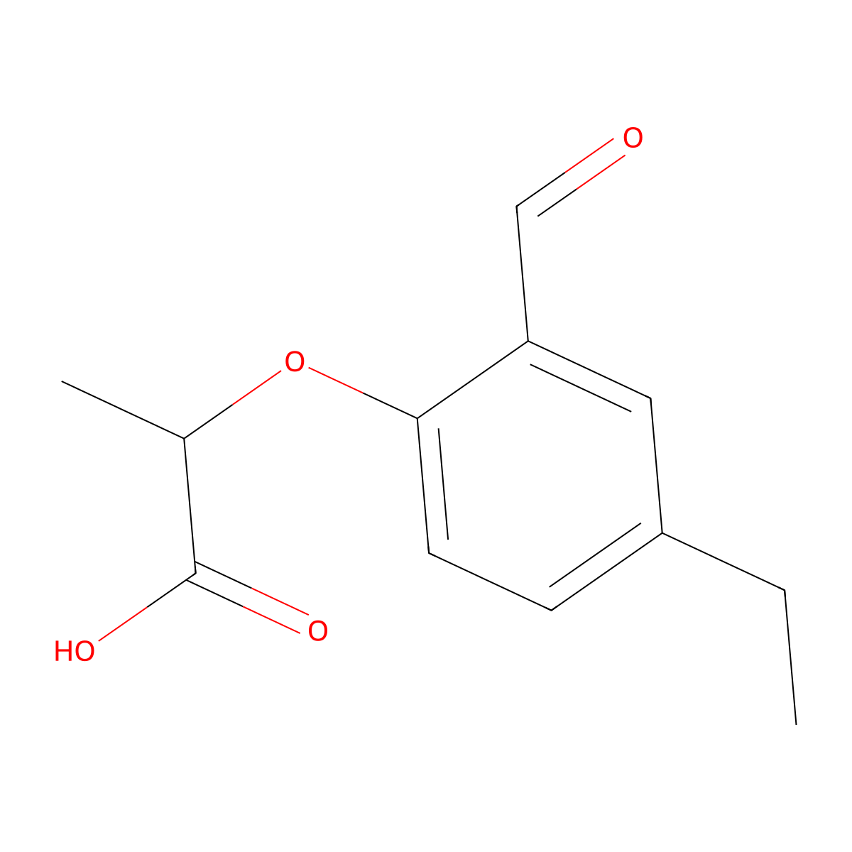 2-(4-Ethyl-2-formylphenoxy)propanoic acid molecular structure, CAS 2140327-08-6