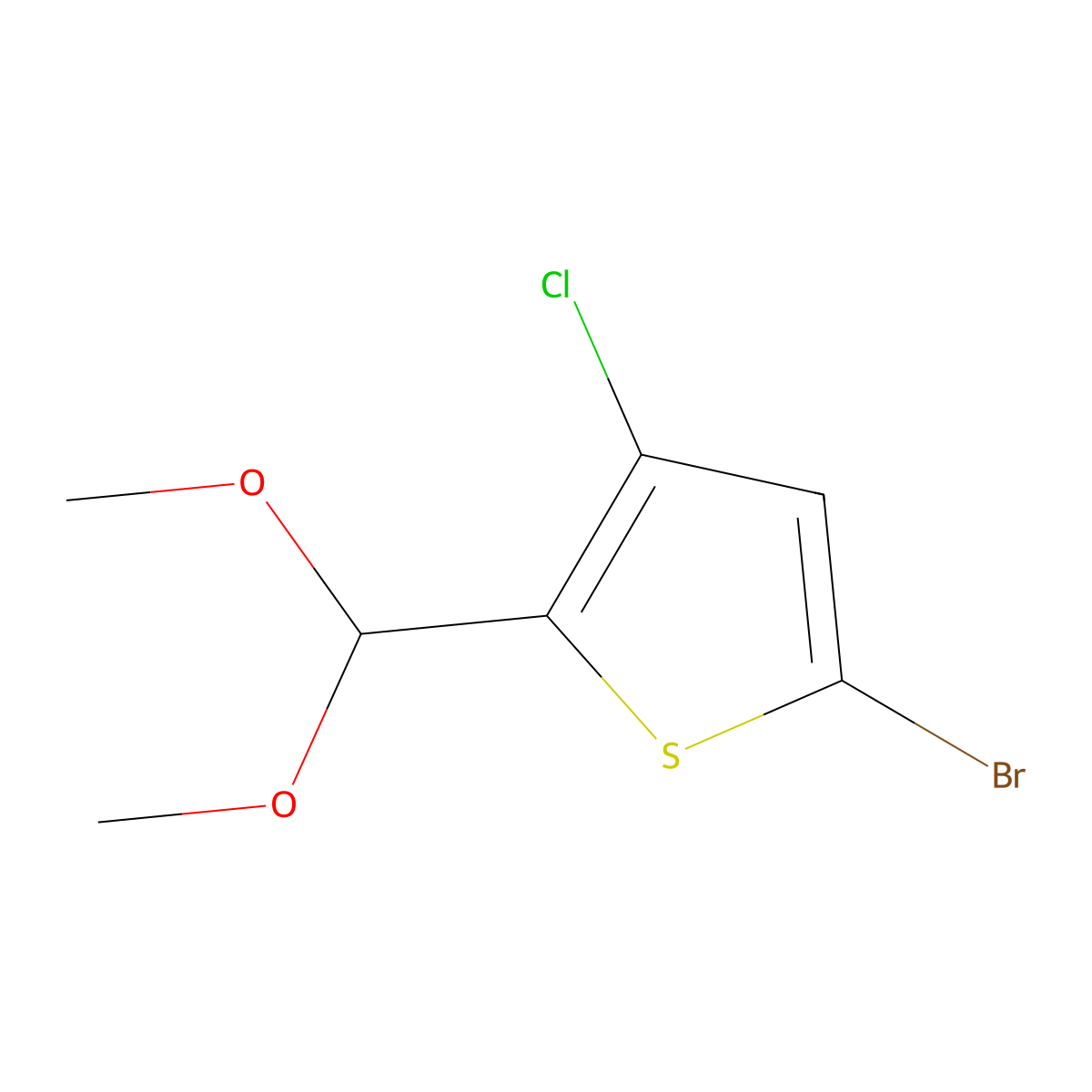 5-Bromo-3-chloro-2-(dimethoxymethyl)thiophene molecular structure, CAS 2140327-18-8