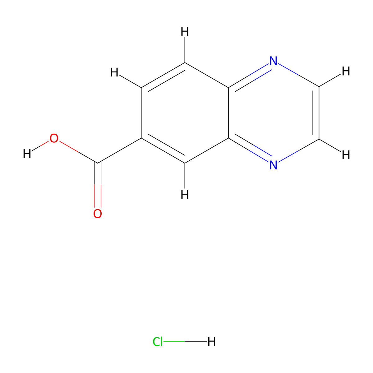 Quinoxaline-6-carboxylic acid hydrochloride molecular structure, CAS 2140327-28-0