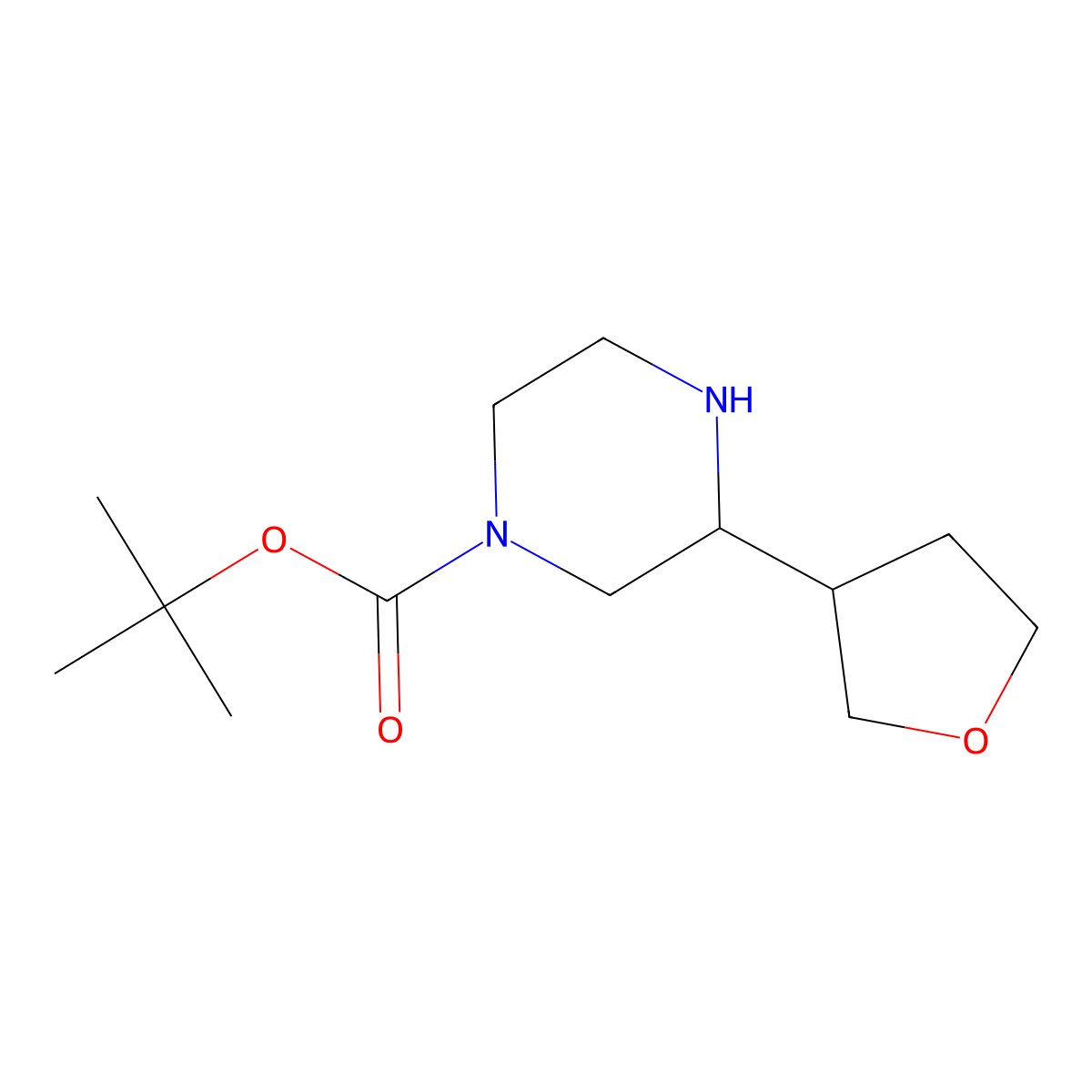 Tert-butyl 3-(oxolan-3-yl)piperazine-1-carboxylate molecular structure, CAS 2140336-68-9