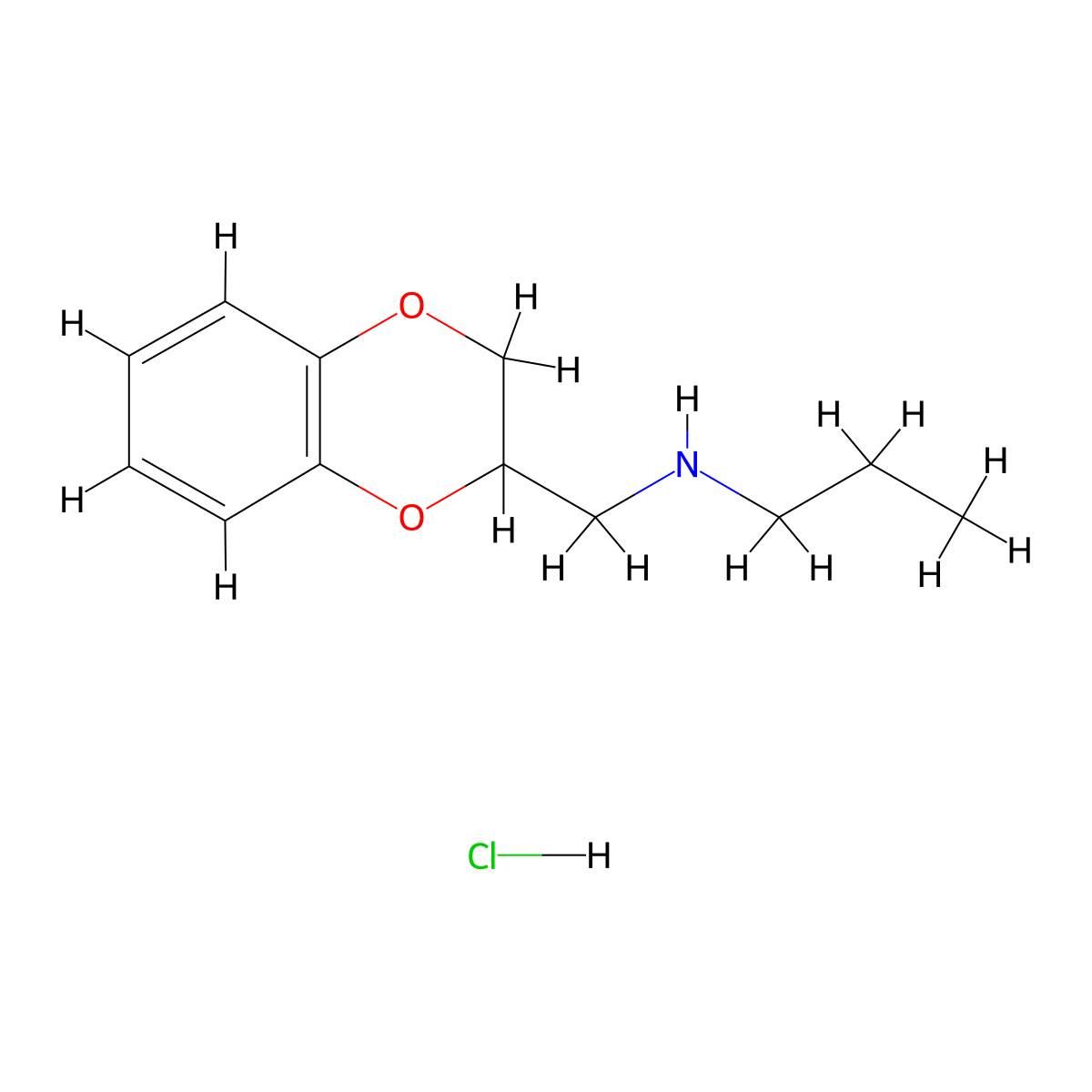 ((2,3-Dihydro-1,4-benzodioxin-2-yl)methyl)(propyl)amine hydrochloride molecular structure, CAS 21404-80-8