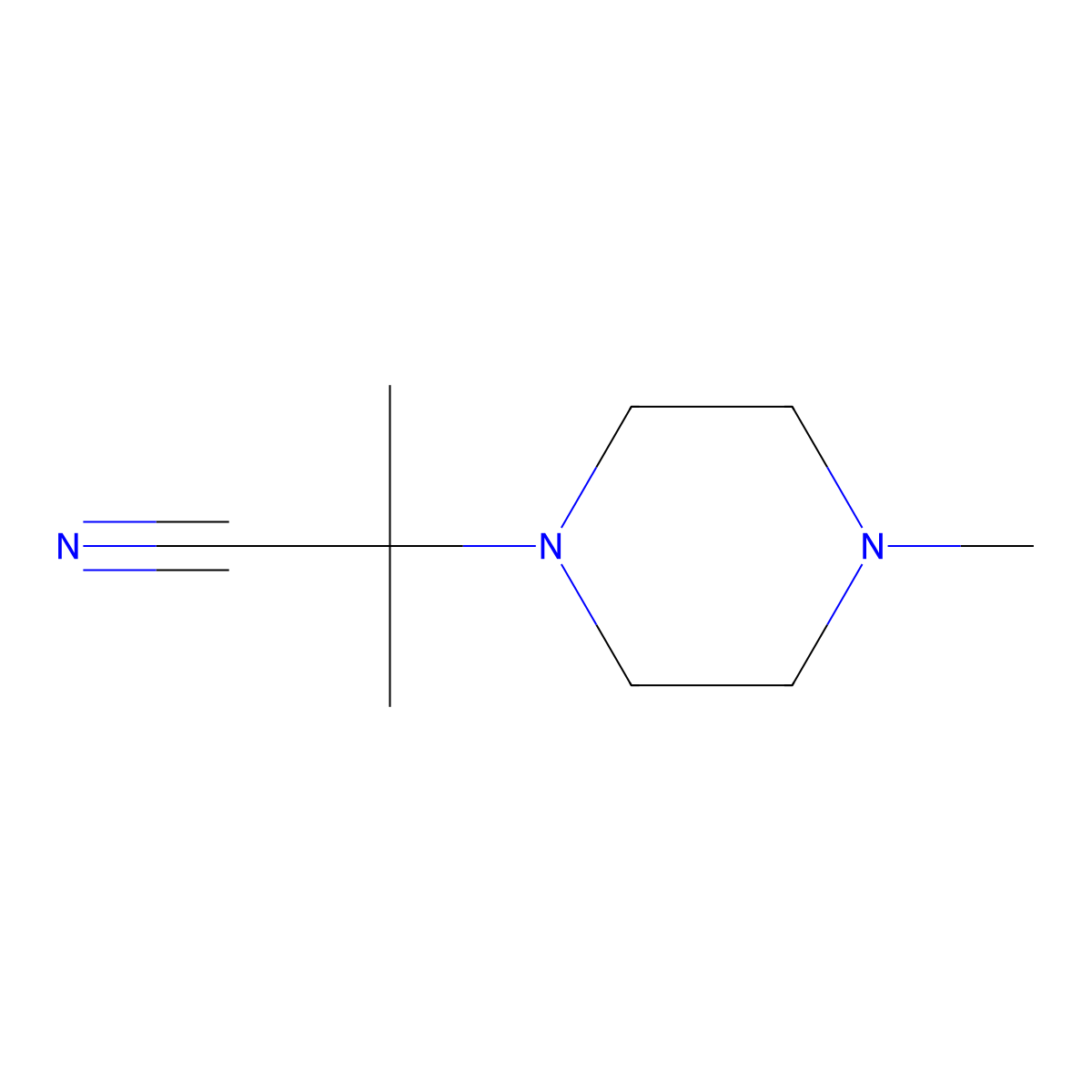 2-Methyl-2-(4-methylpiperazin-1-yl)propanenitrile molecular structure, CAS 21404-83-1