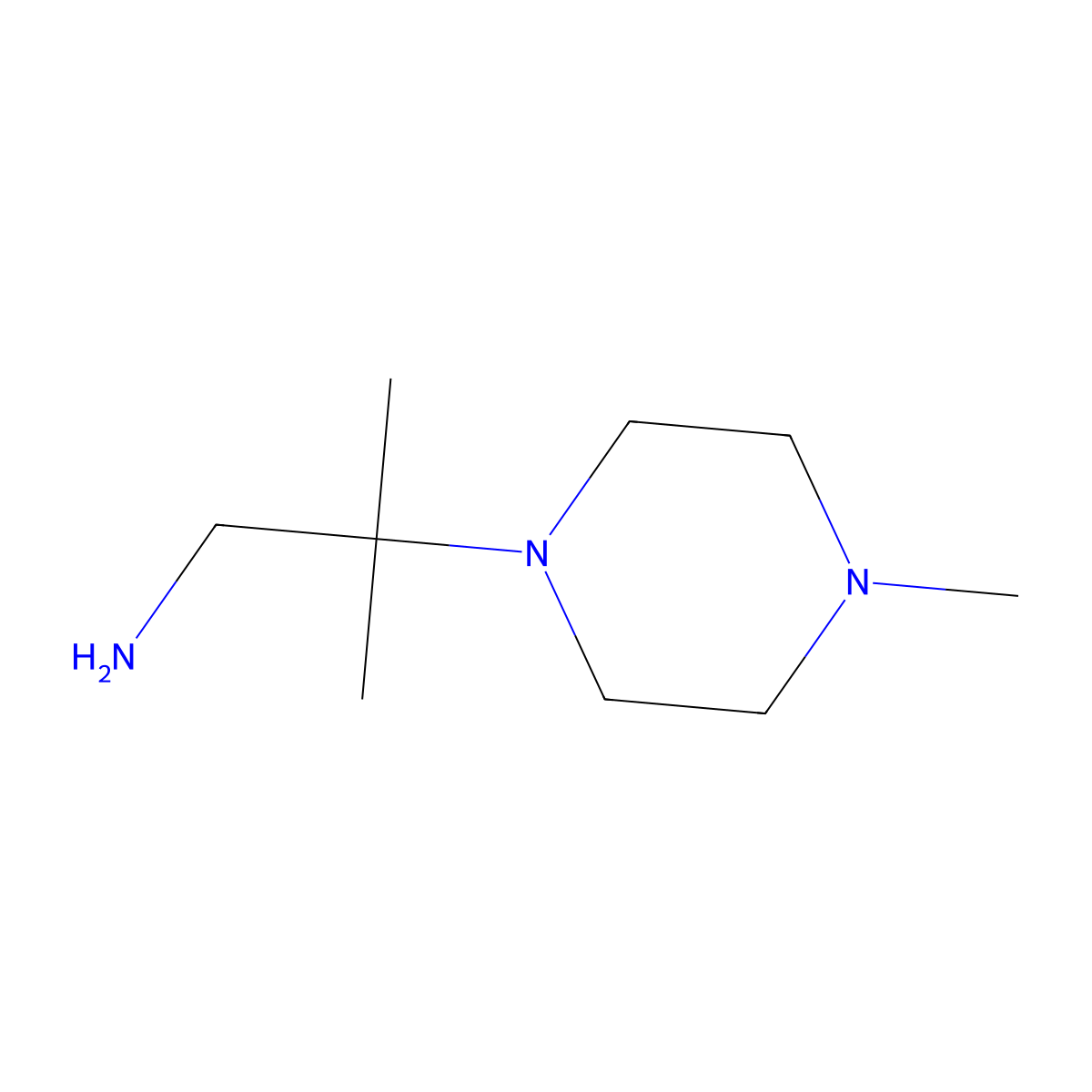 2-Methyl-2-(4-methylpiperazin-1-yl)propan-1-amine molecular structure, CAS 21404-92-2