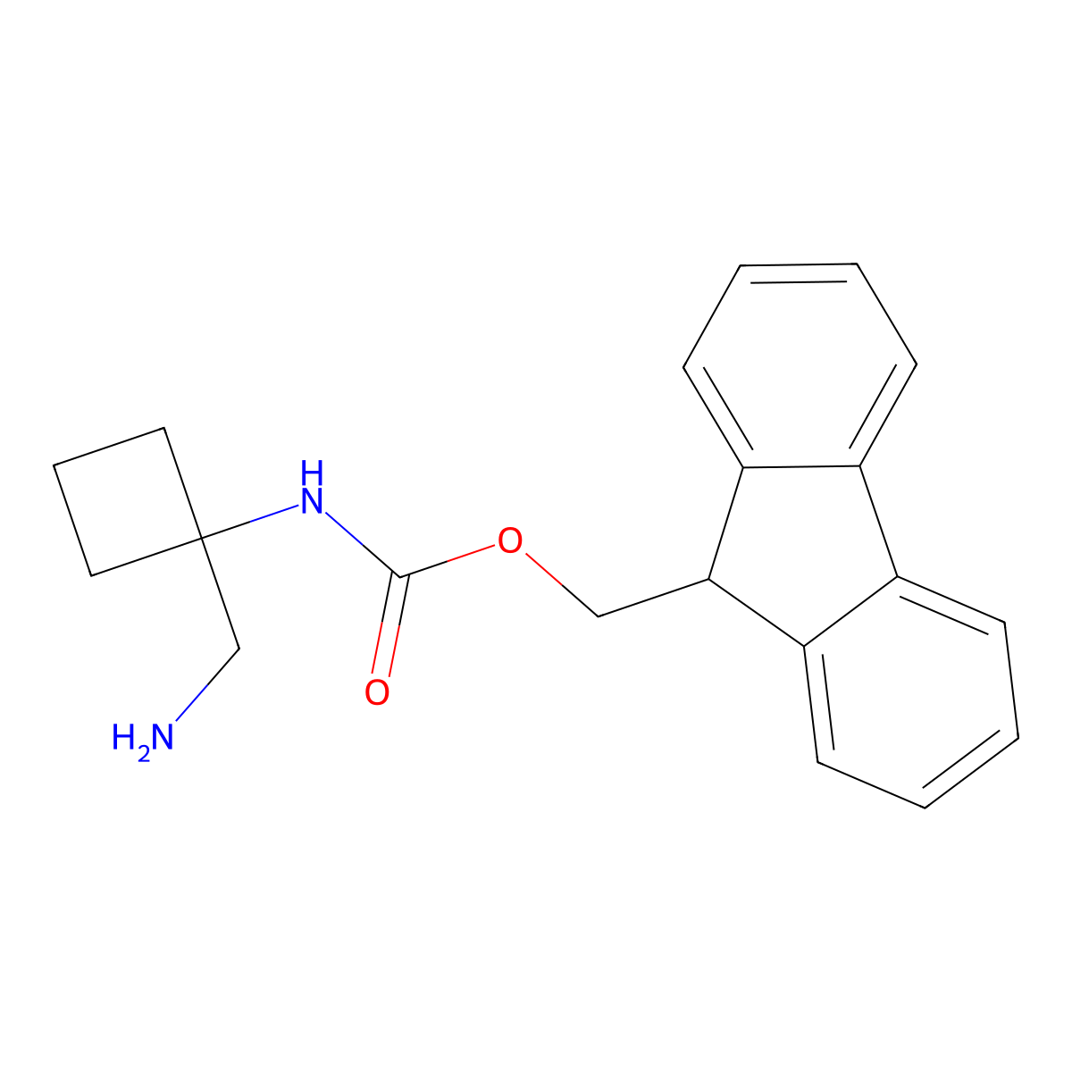 (1-N-Fmoc-aminocyclobutyl)methanamine HCl molecular structure, CAS 2140449-03-0