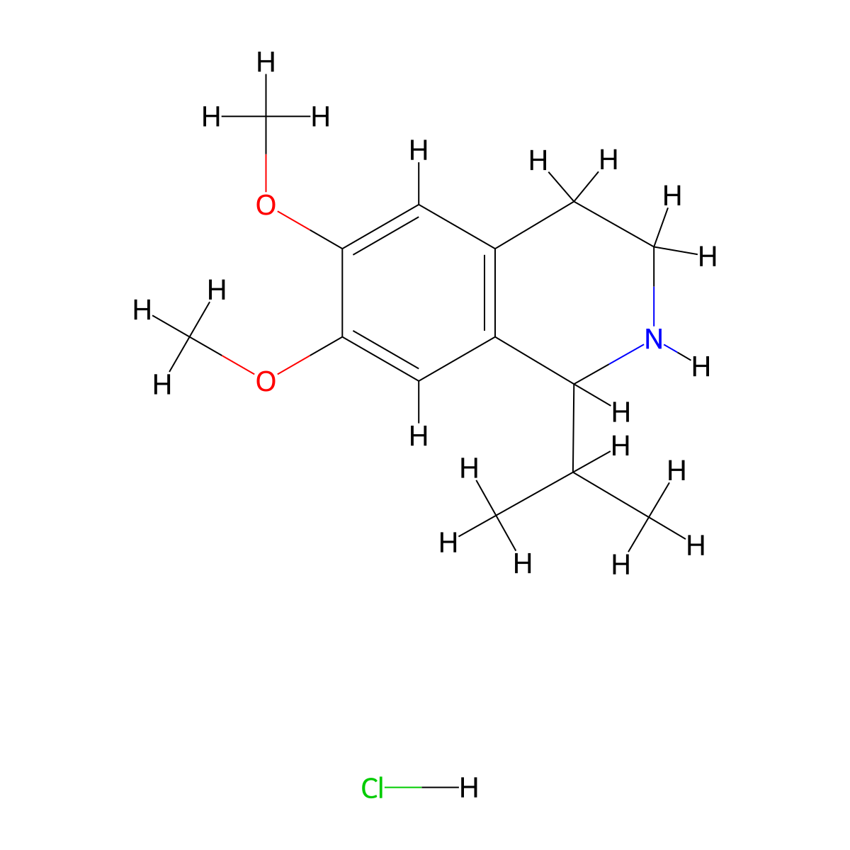 1-Isopropyl-6,7-dimethoxy-1,2,3,4-tetrahydroisoquinoline hydrochloride molecular structure, CAS 214046-76-1