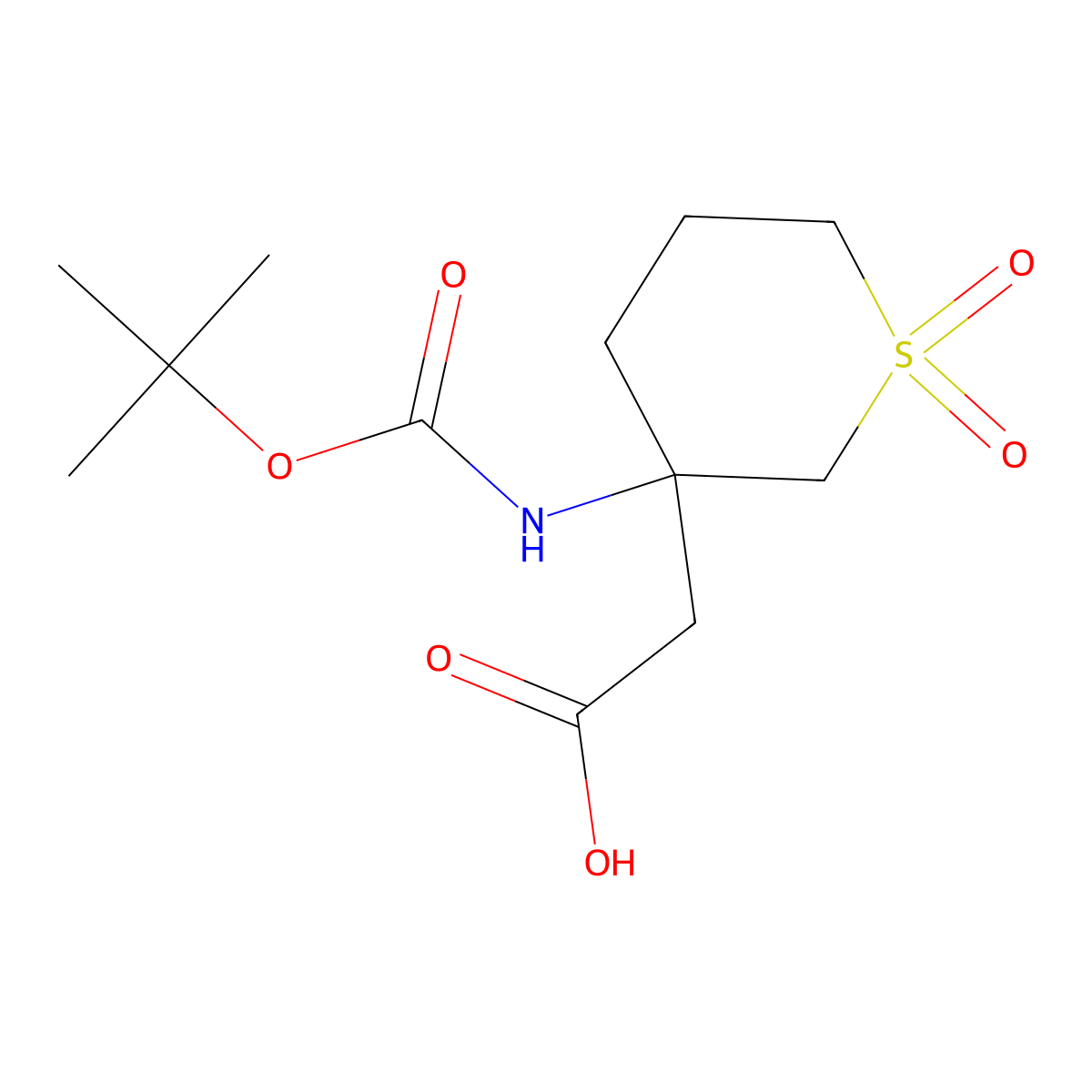 2-(3-{[(Tert-butoxy)carbonyl]amino}-1,1-dioxo-1lambda6-thian-3-yl)aceticacid molecular structure, CAS 2140609-85-2