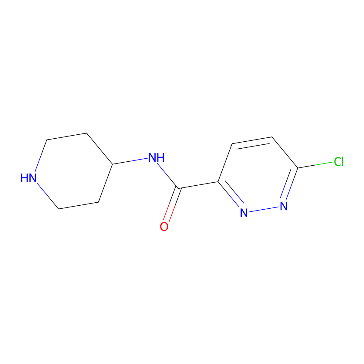 6-chloro-N-(piperidin-4-yl)pyridazine-3-carboxamide molecular structure, CAS 2140665-10-5