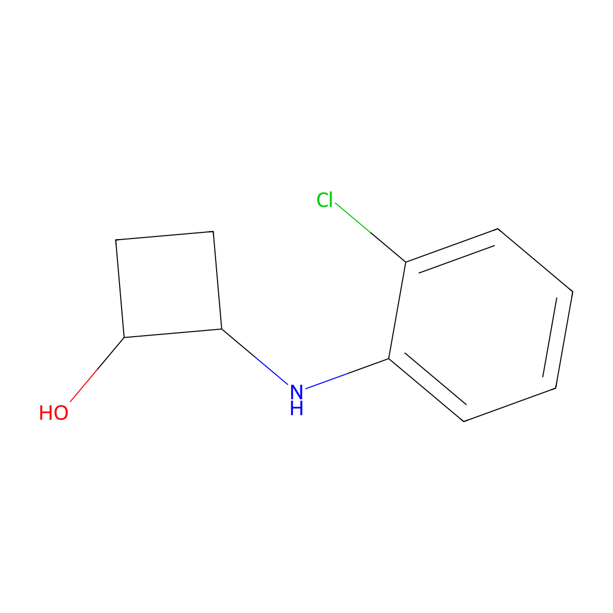 2-[(2-Chlorophenyl)amino]cyclobutan-1-ol molecular structure, CAS 2140668-88-6