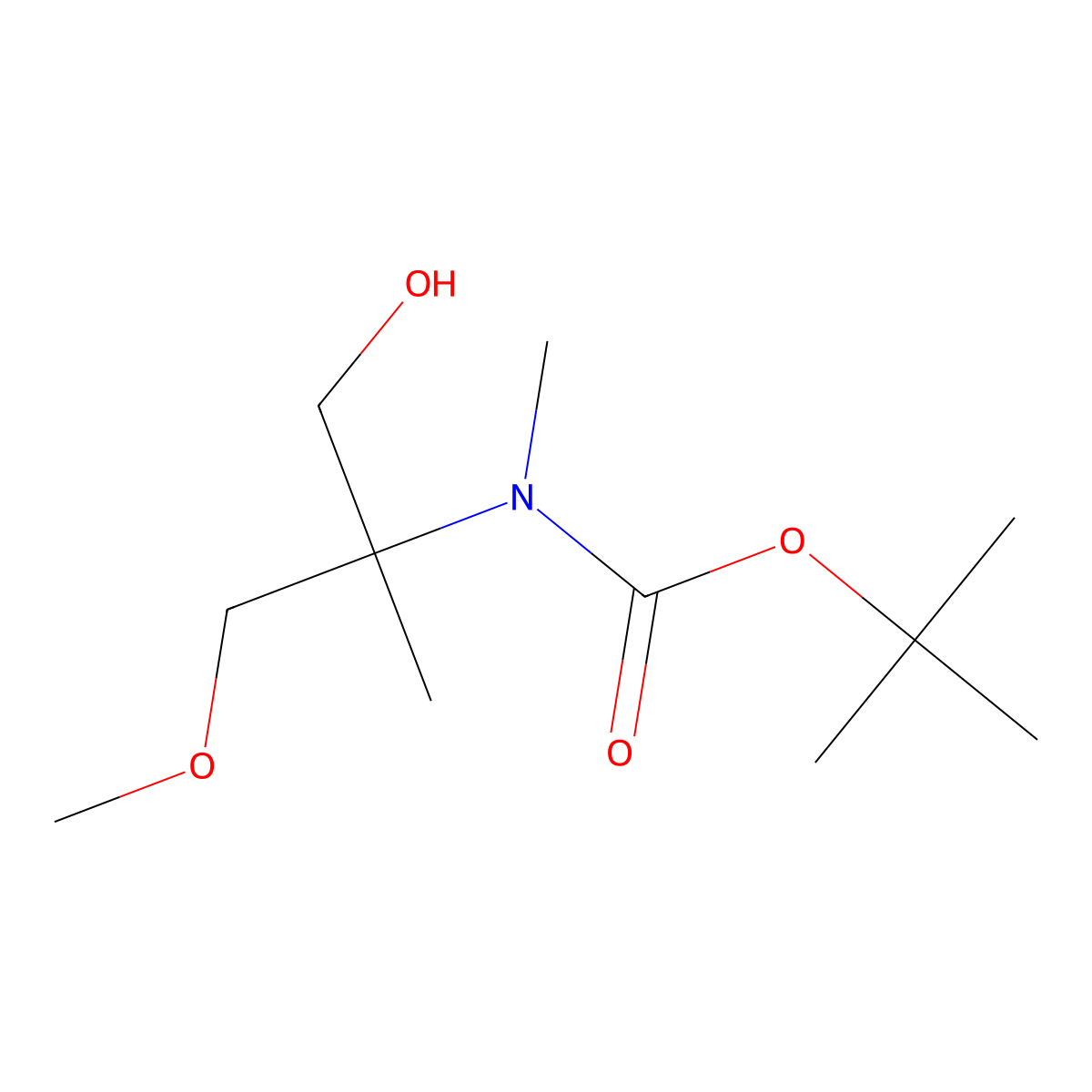 tert-butyl N-(1-hydroxy-3-methoxy-2-methylpropan-2-yl)-N-methylcarbamate molecular structure, CAS 2140677-17-2