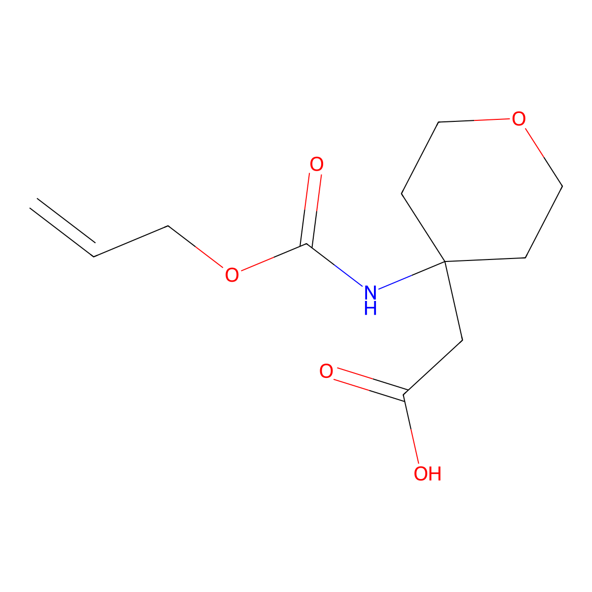 2-(4-{[(Prop-2-en-1-yloxy)carbonyl]amino}oxan-4-yl)acetic acid molecular structure, CAS 2140679-24-7