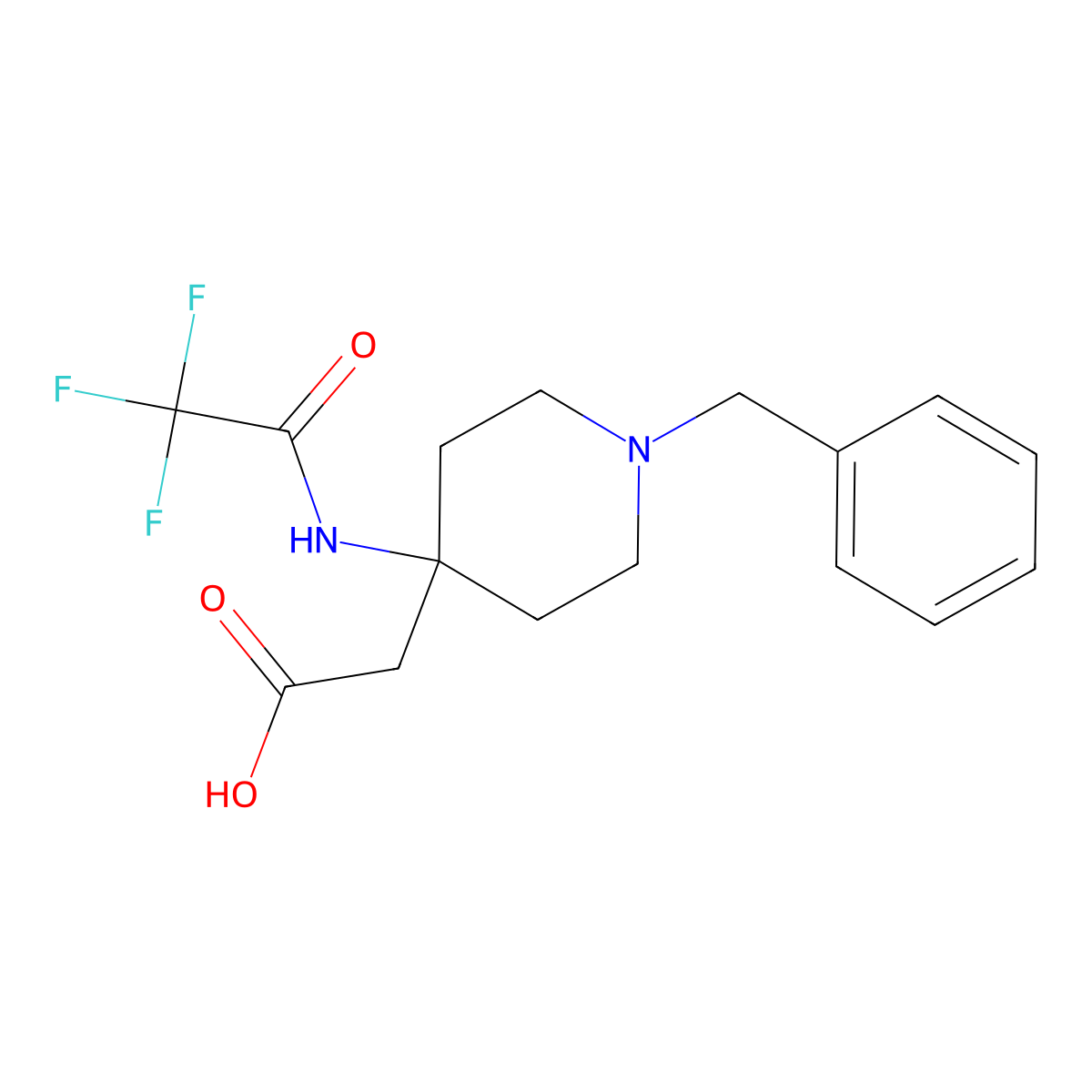 2-[1-Benzyl-4-(trifluoroacetamido)piperidin-4-yl]acetic acid molecular structure, CAS 2140687-00-7