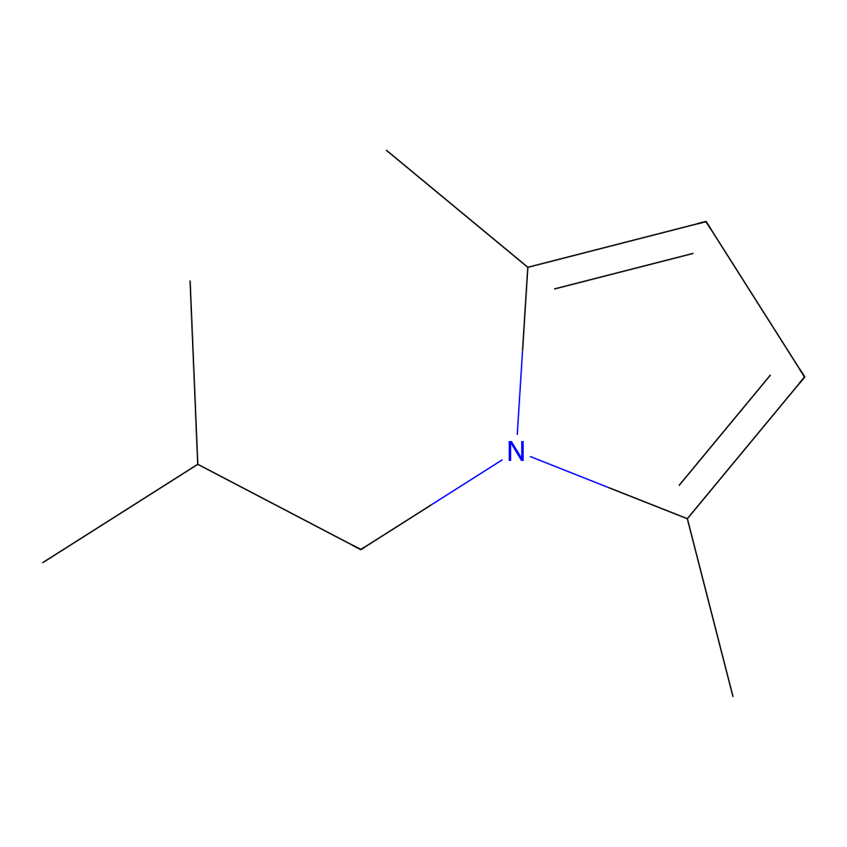 2,5-dimethyl-1-(2-methylpropyl)-1H-pyrrole molecular structure, CAS 21407-84-1