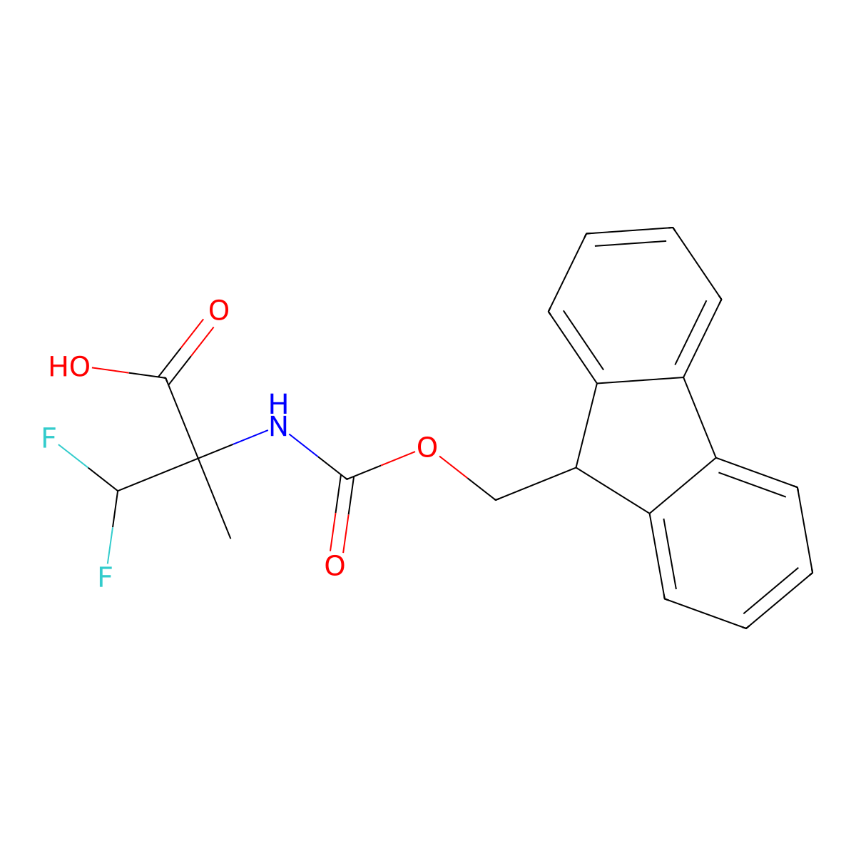 2-(9H-Fluoren-9-ylmethoxycarbonylamino)-3,3-difluoro-2-methylpropanoic acid molecular structure, CAS 2140749-85-3