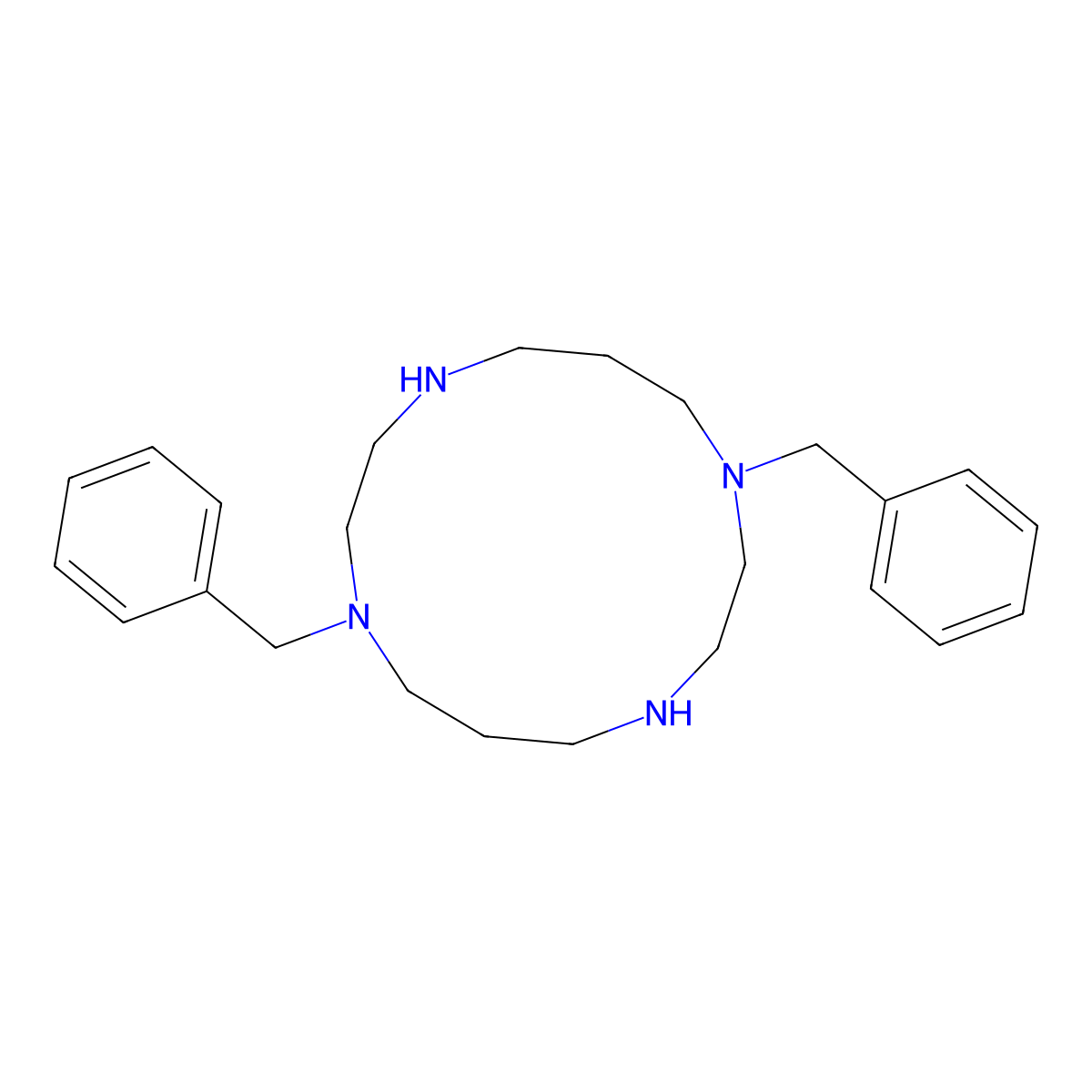 1,8-Dibenzyl-1,4,8,11-tetraazacyclotetradecane molecular structure, CAS 214078-93-0