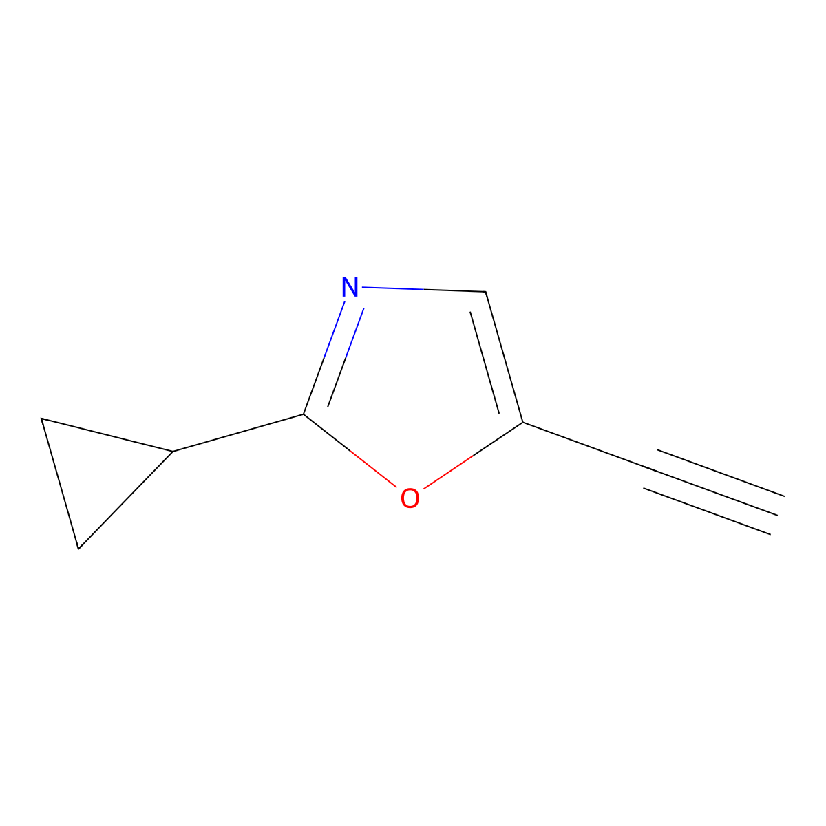 2-Cyclopropyl-5-ethynyl-1,3-oxazole molecular structure, CAS 2140798-77-0