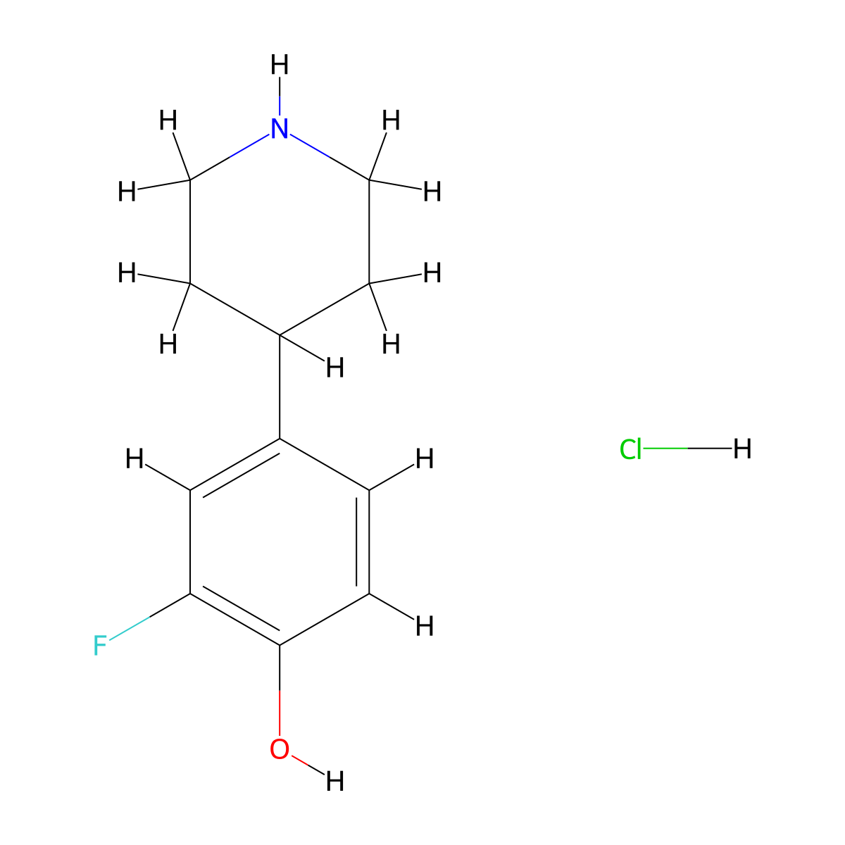 2-Fluoro-4-(piperidin-4-yl)phenol hydrochloride molecular structure, CAS 2140866-92-6