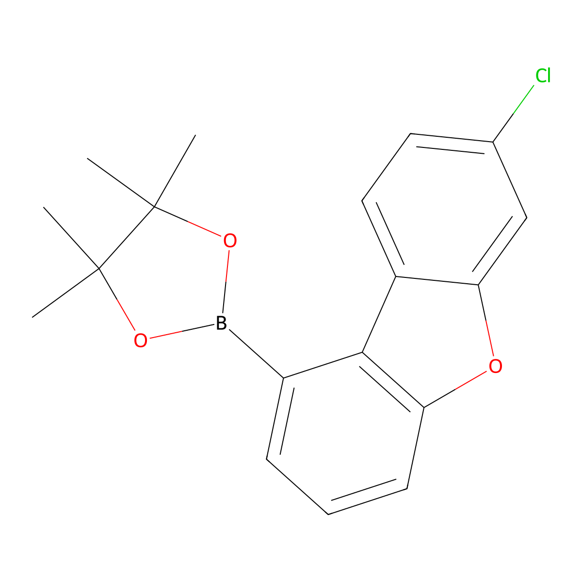 7-Chloro-1-(4,4,5,5-tetramethyl-1,3,2-dioxaborolan-2-yl)dibenzofuran molecular structure, CAS 2140871-50-5