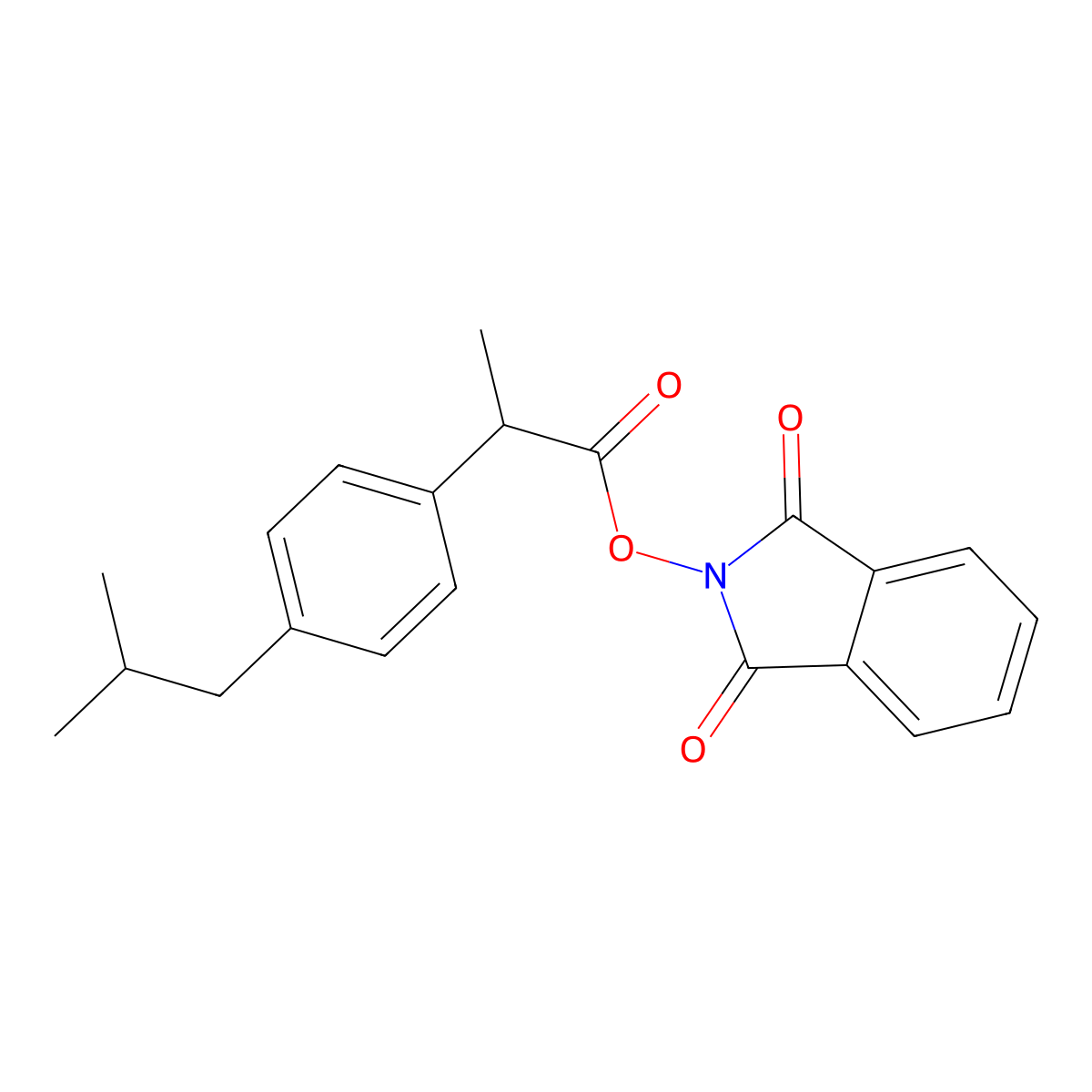 1,3-dioxo-2,3-dihydro-1H-isoindol-2-yl 2-(4-(2-methylpropyl)phenyl)propanoate molecular structure, CAS 2140889-61-6