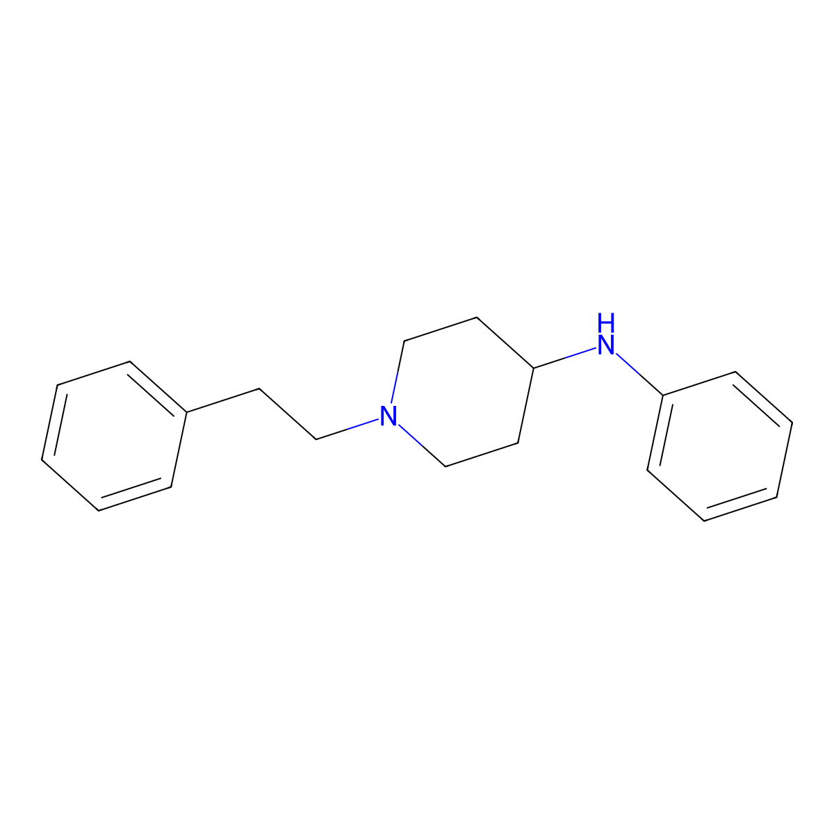 N-phenyl-1-(2-phenylethyl)-4-piperidinamine molecular structure, CAS 21409-26-7
