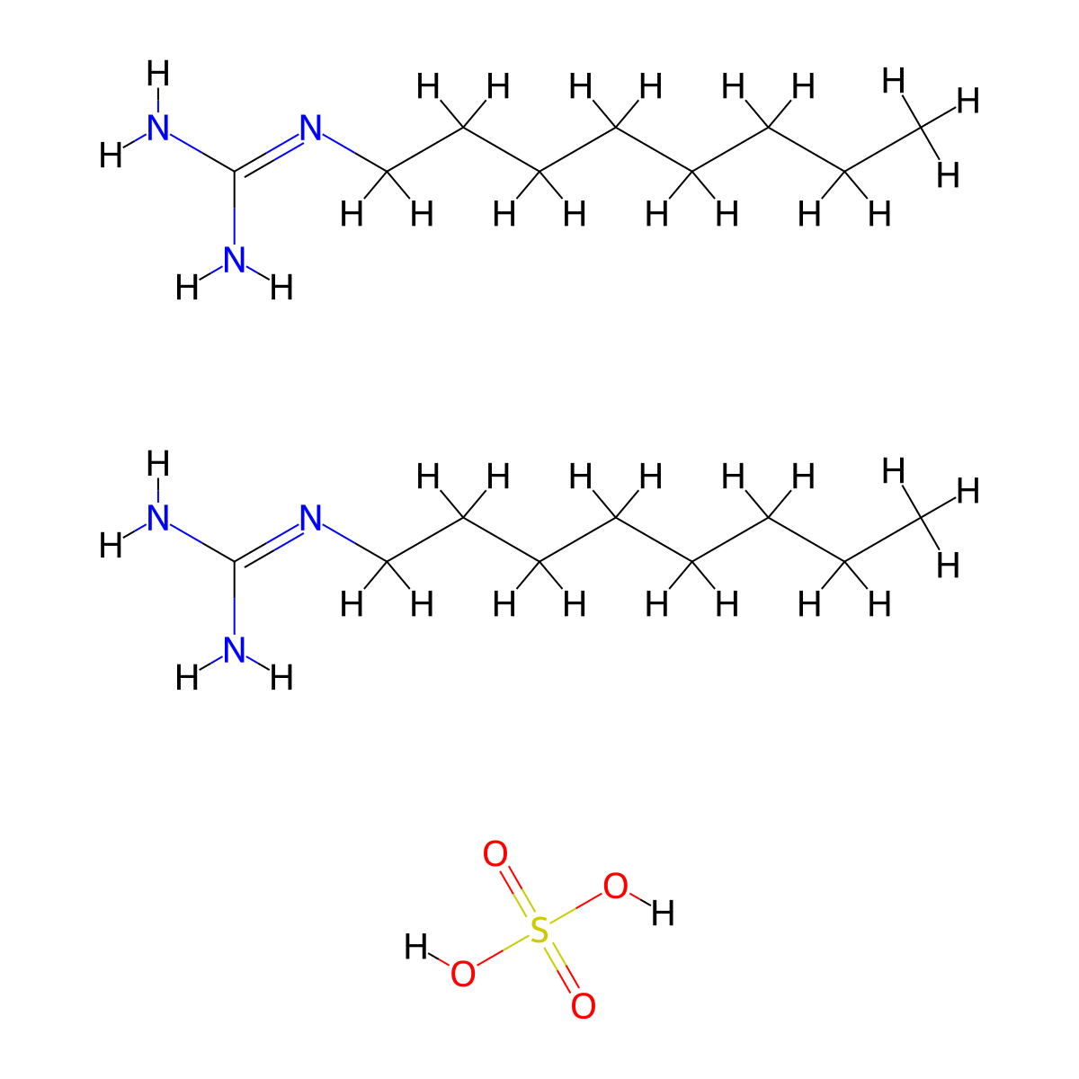 1-Octylguanidine hemisulfate molecular structure, CAS 21409-35-8