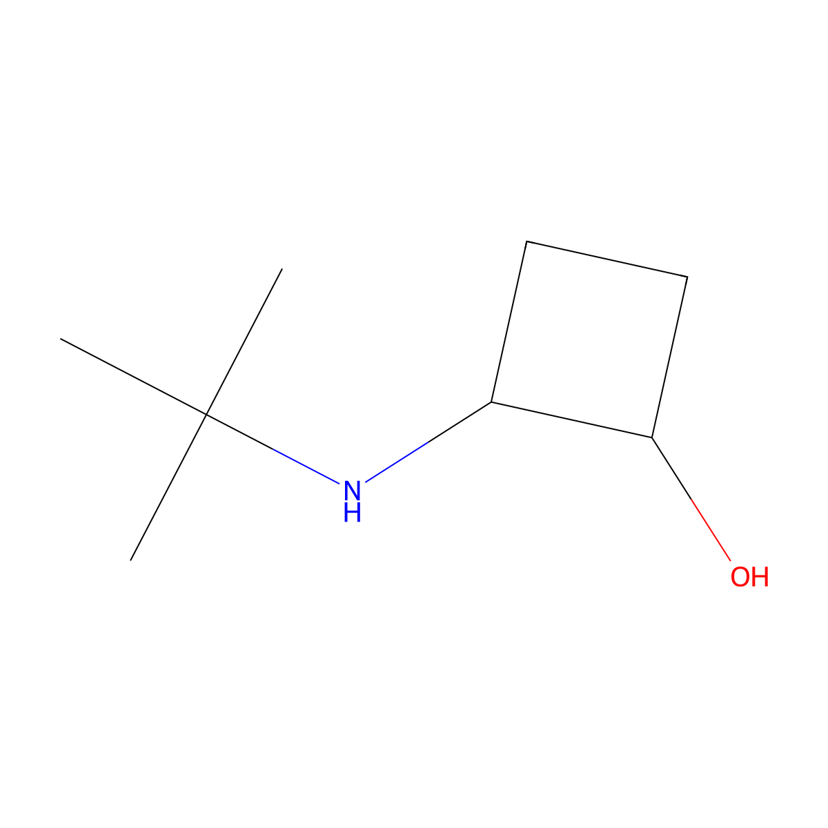 2-(Tert-butylamino)cyclobutan-1-ol molecular structure, CAS 2140933-93-1