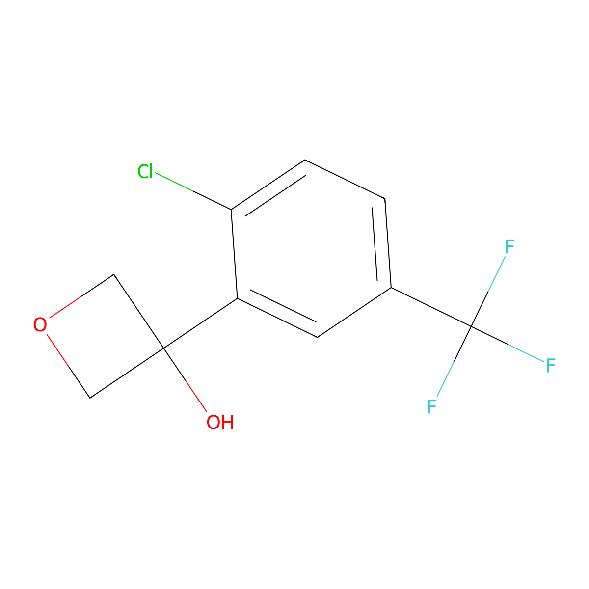 3-(2-Chloro-5-(trifluoromethyl)phenyl)oxetan-3-ol molecular structure, CAS 2140952-12-9